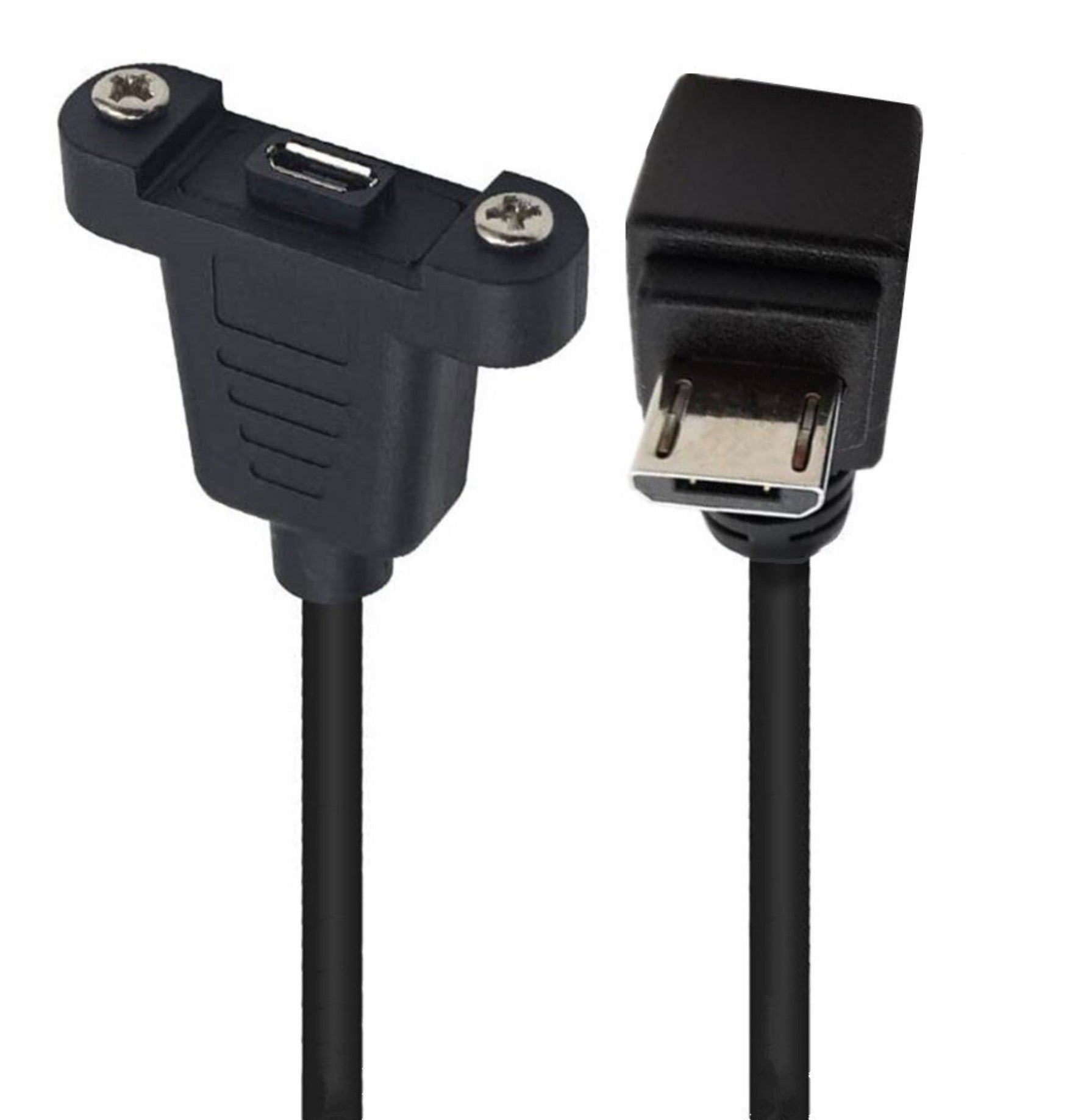 USB Micro Male to Female Panel Mount Charge & Sync Extension Cable (0.3m)