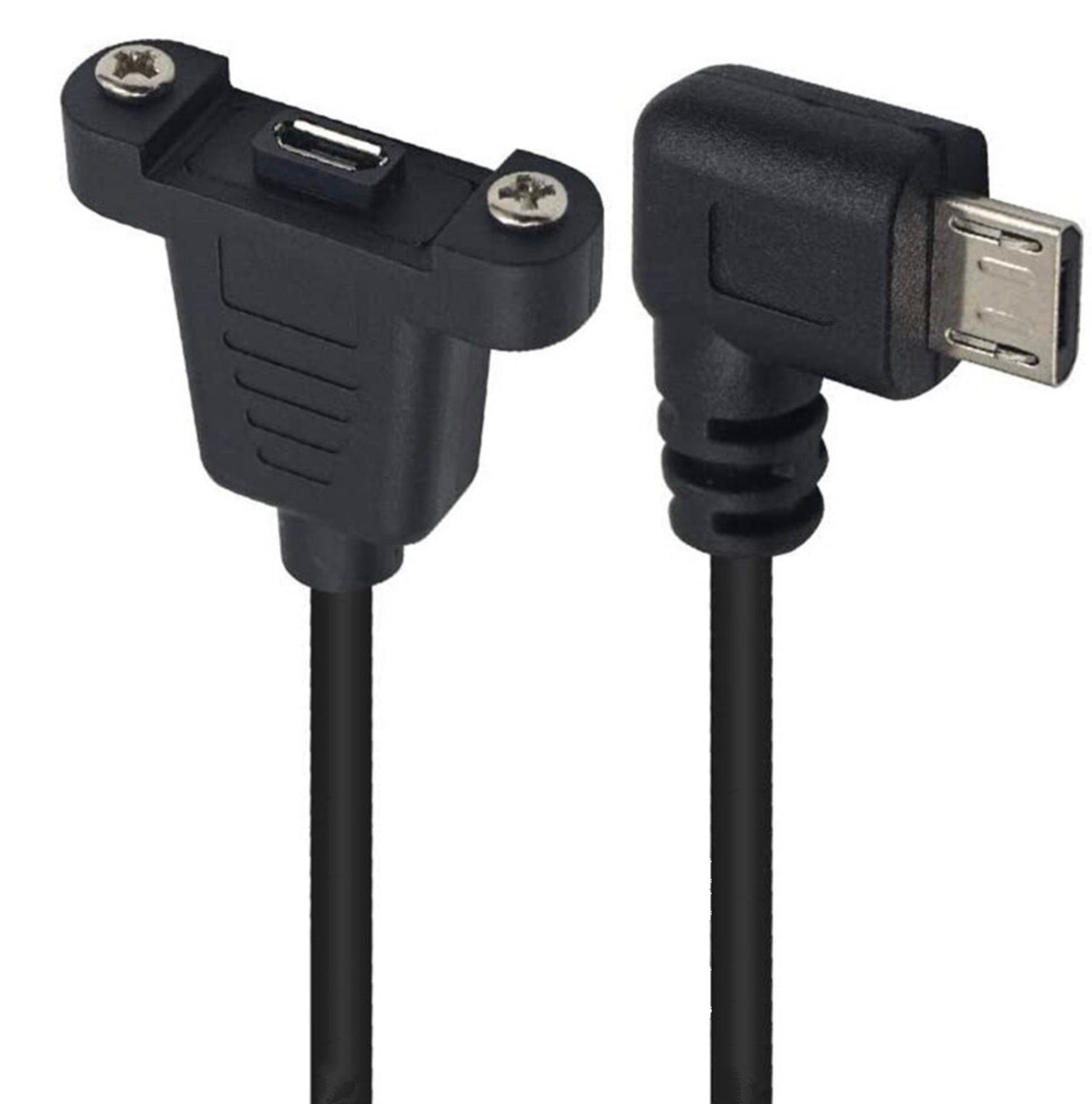 USB Micro Male to Female Panel Mount Charge & Sync Extension Cable (0.3m)