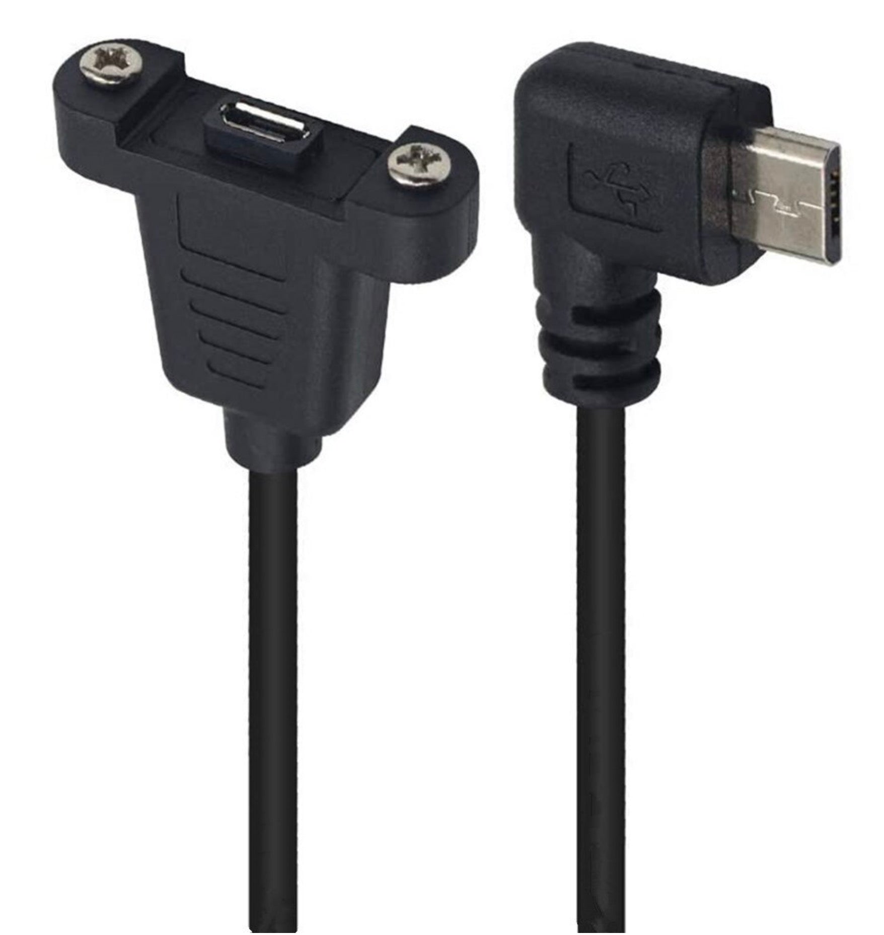 USB Micro Male to Female Panel Mount Charge & Sync Extension Cable (0.3m)
