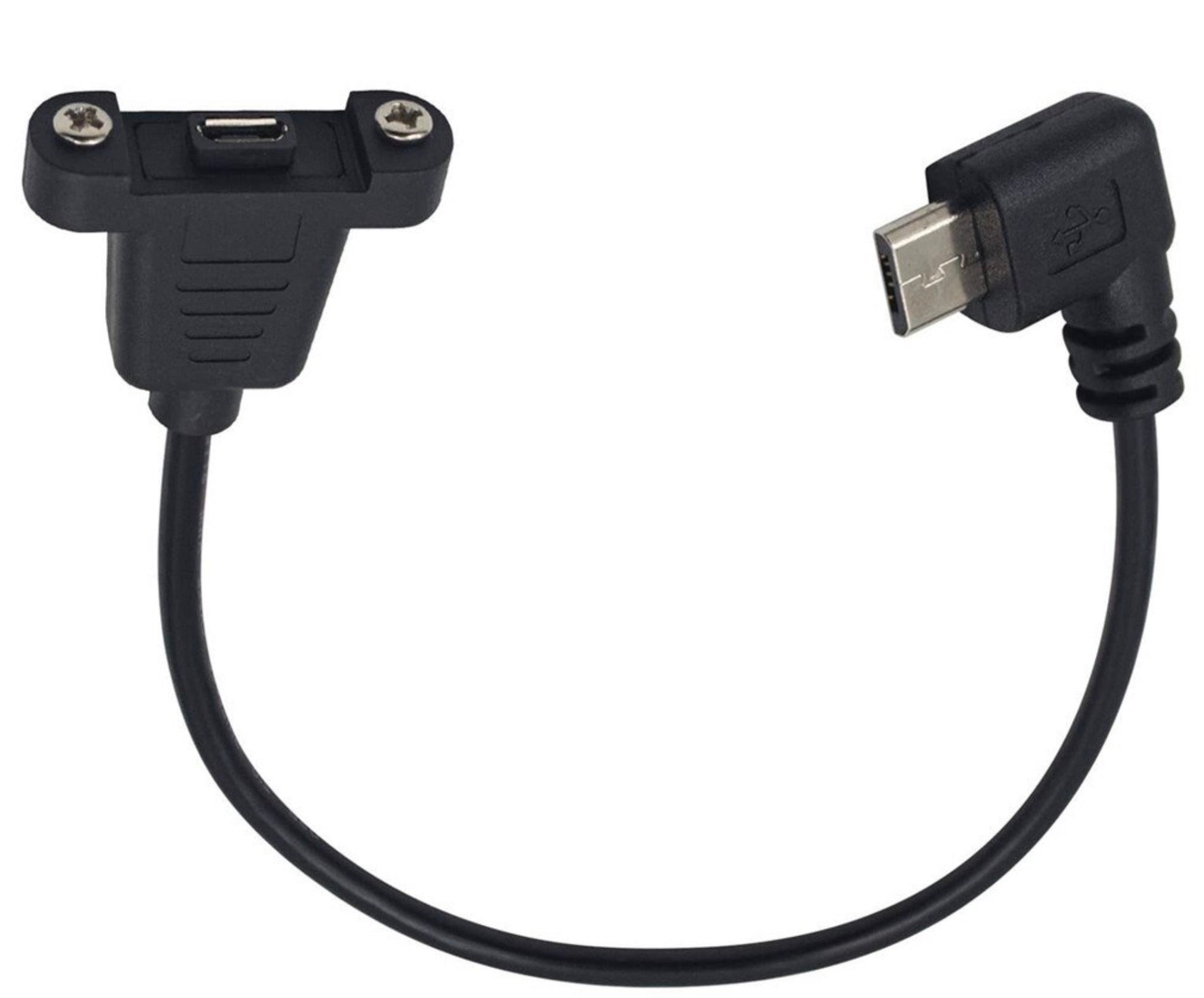 USB Micro Male to Female Panel Mount Charge & Sync Extension Cable (0.3m)