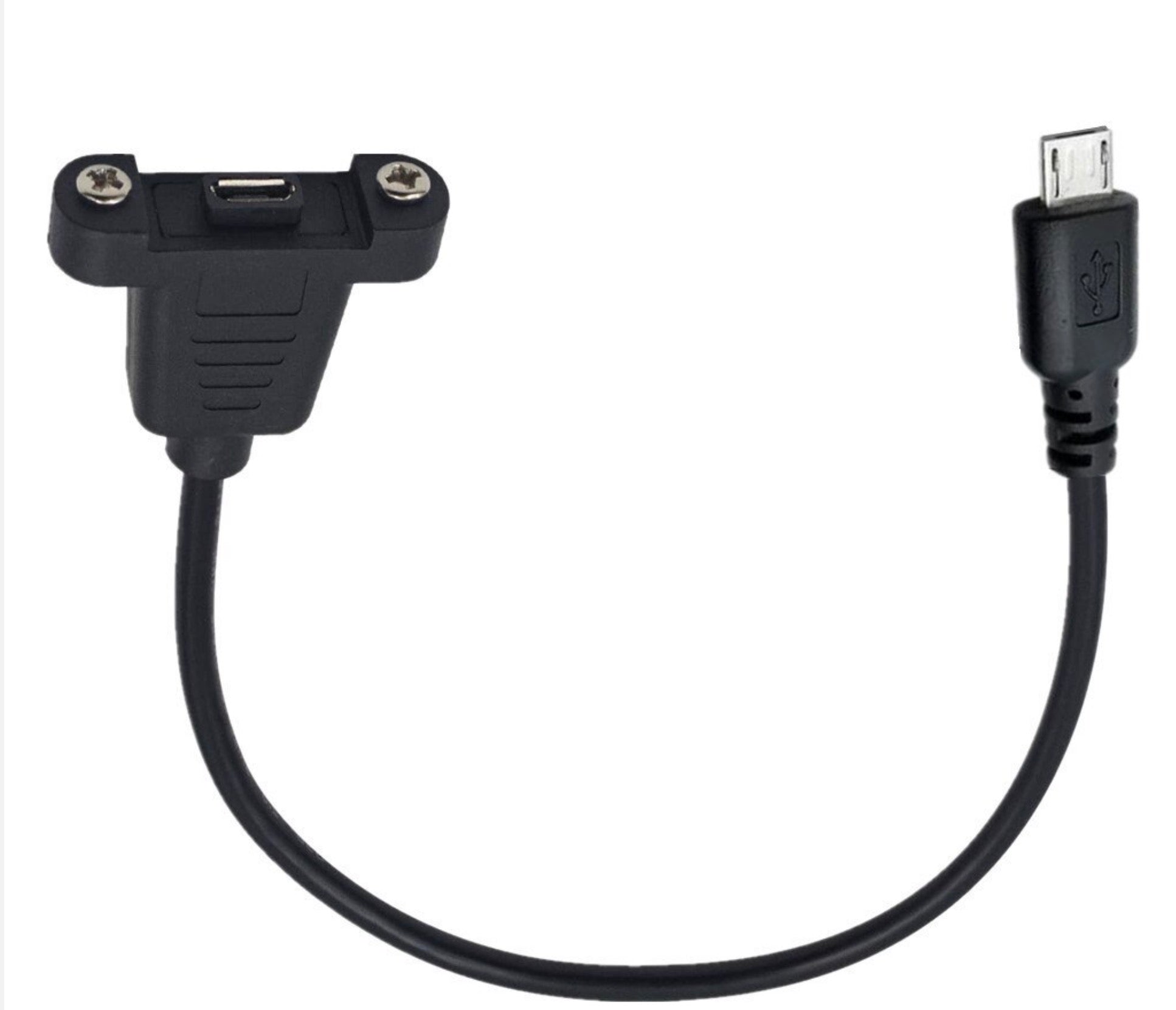 USB Micro Male to Female Panel Mount Charge & Sync Extension Cable (0.3m)