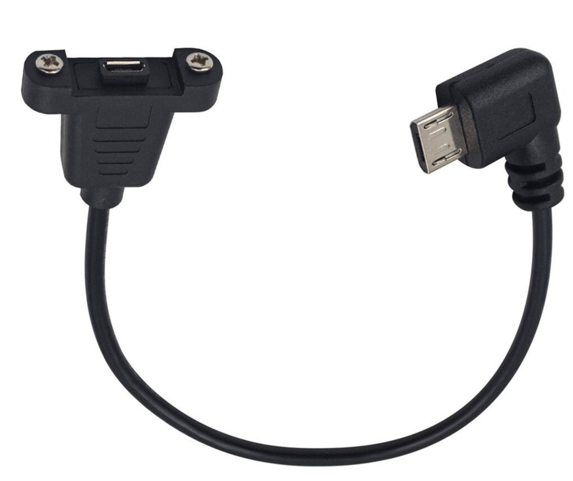 USB Micro Male to Female Panel Mount Charge & Sync Extension Cable (0.3m)