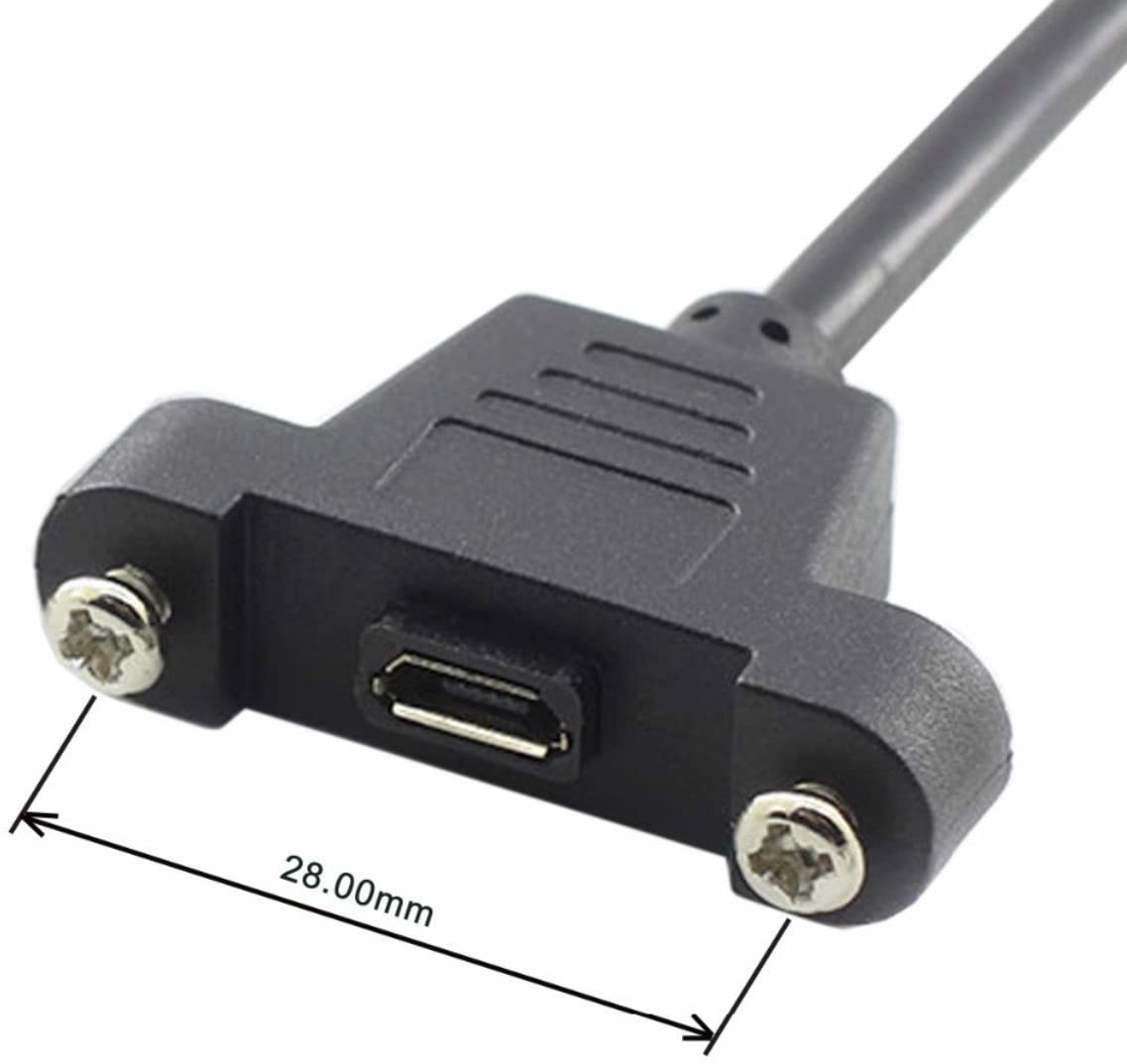 USB Micro B Male to Female Panel Mount Extension Cable