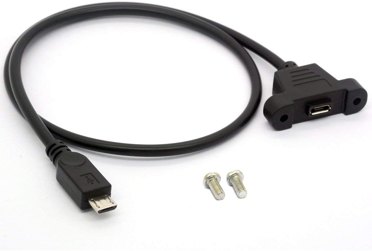 USB Micro B Male to Female Panel Mount Extension Cable