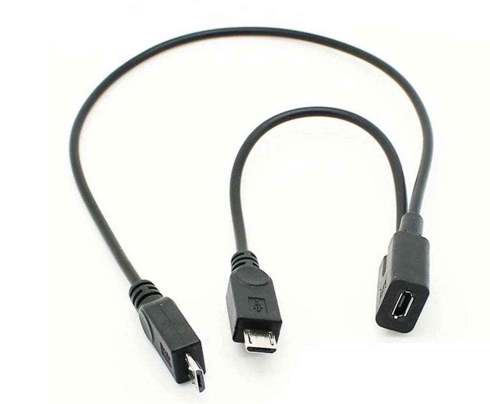 Micro USB Female to Dual Micro USB Male Splitter Extension Charging Cable 0.3m