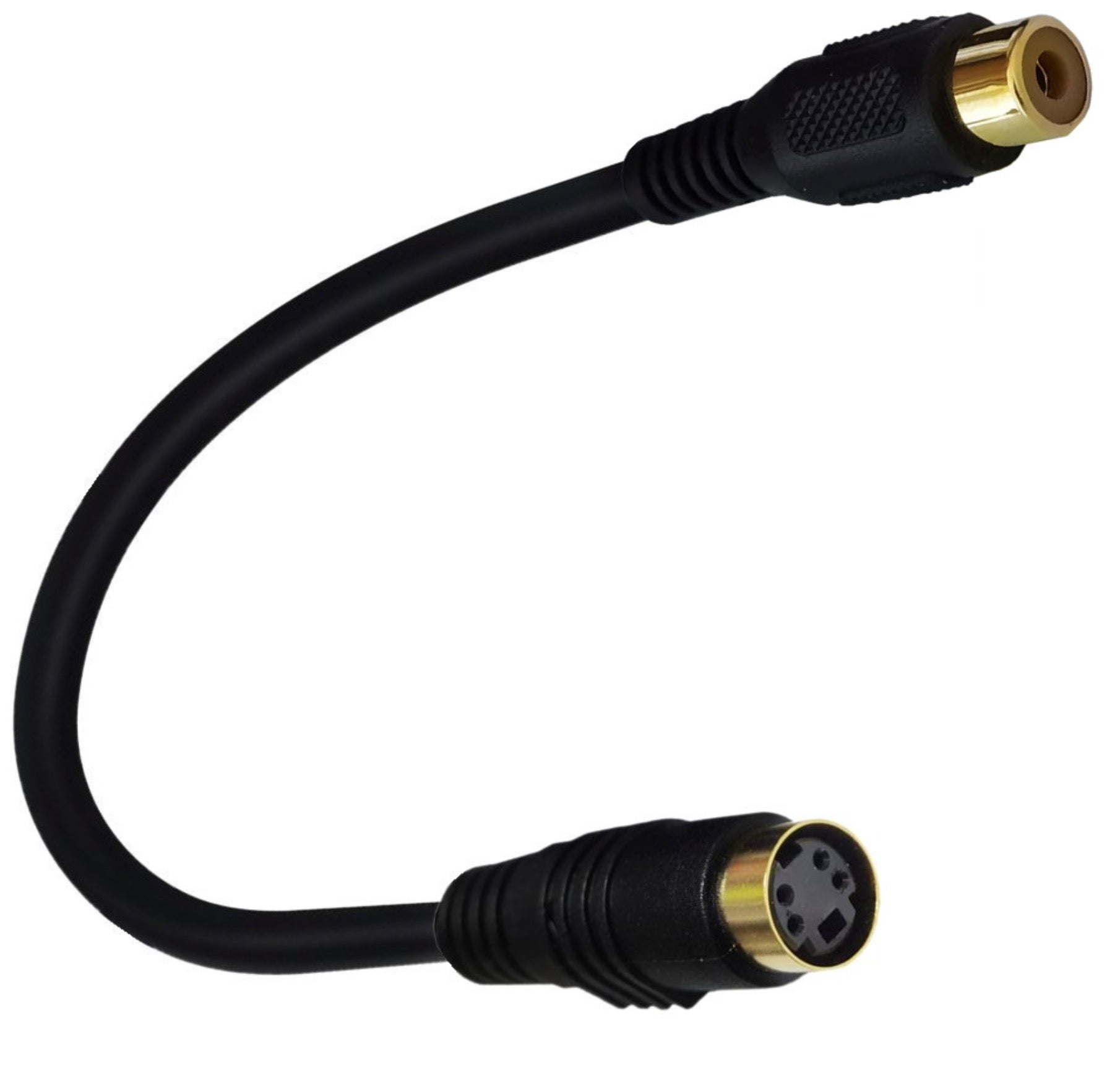 Overview of the Mini DIN female to RCA female audio video adapter cable