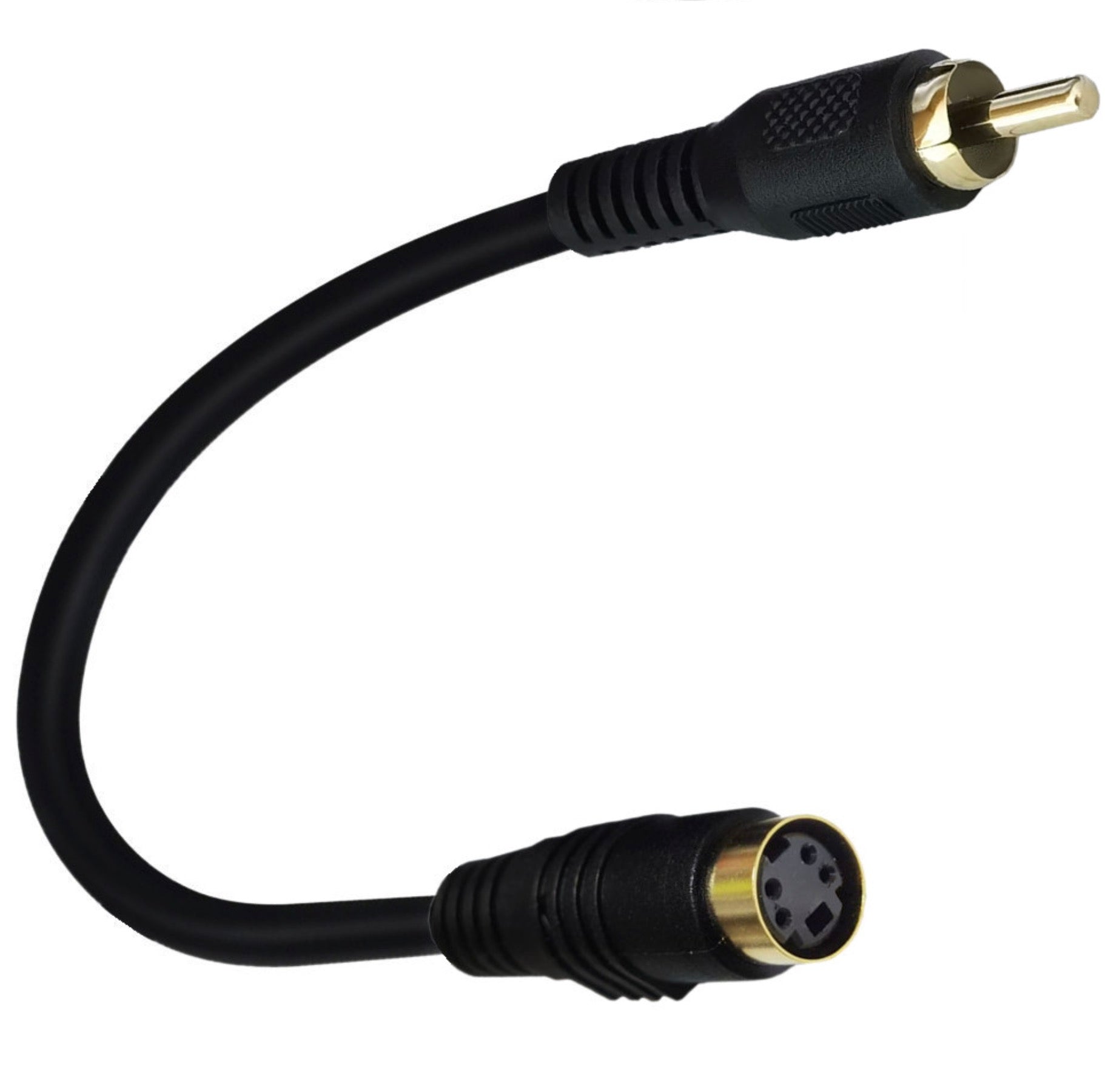 Overview of the Mini DIN male to RCA male audio video adapter cable