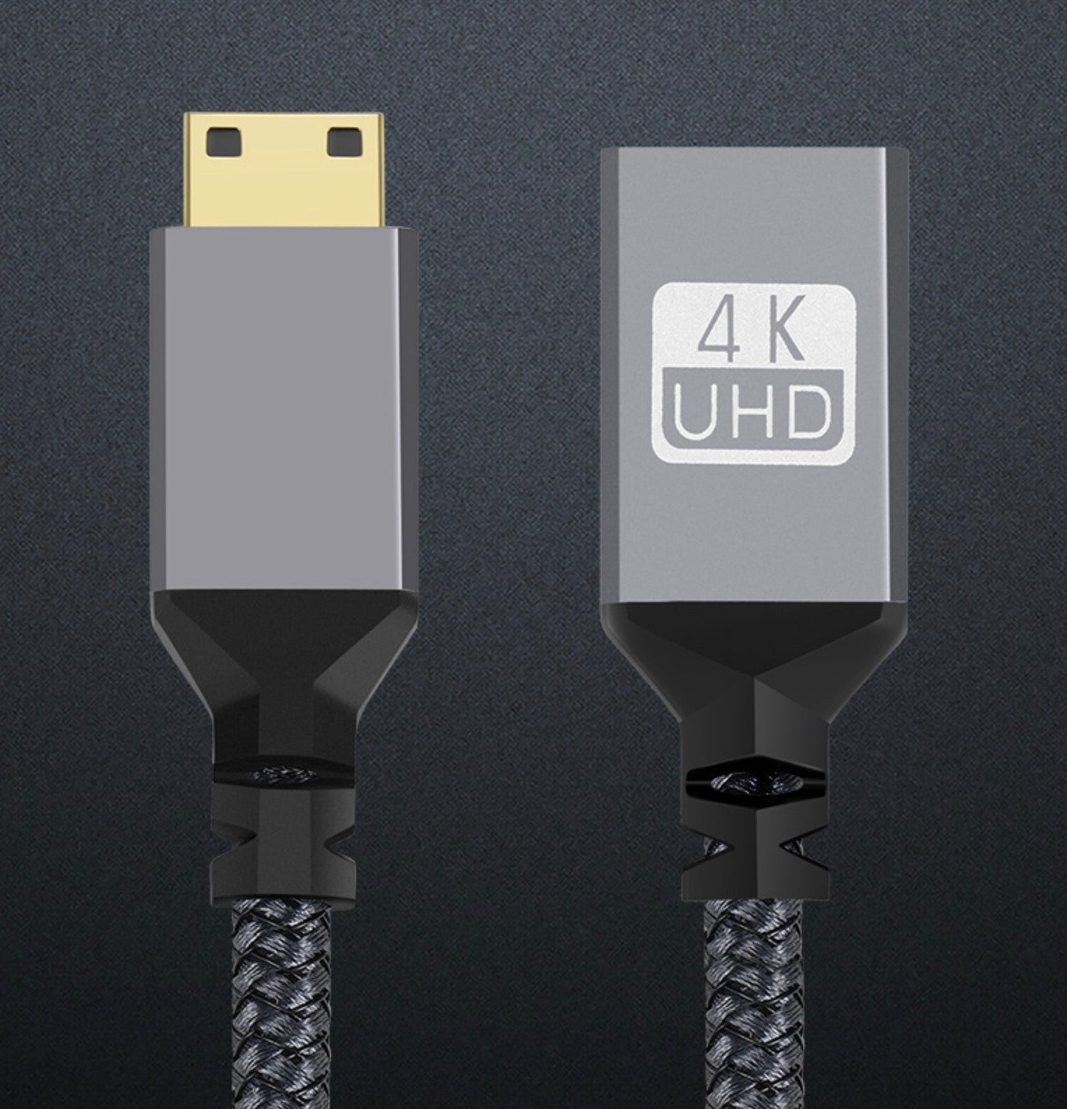 Premium Mini HDMI to HDMI female adapter cable with braided construction
