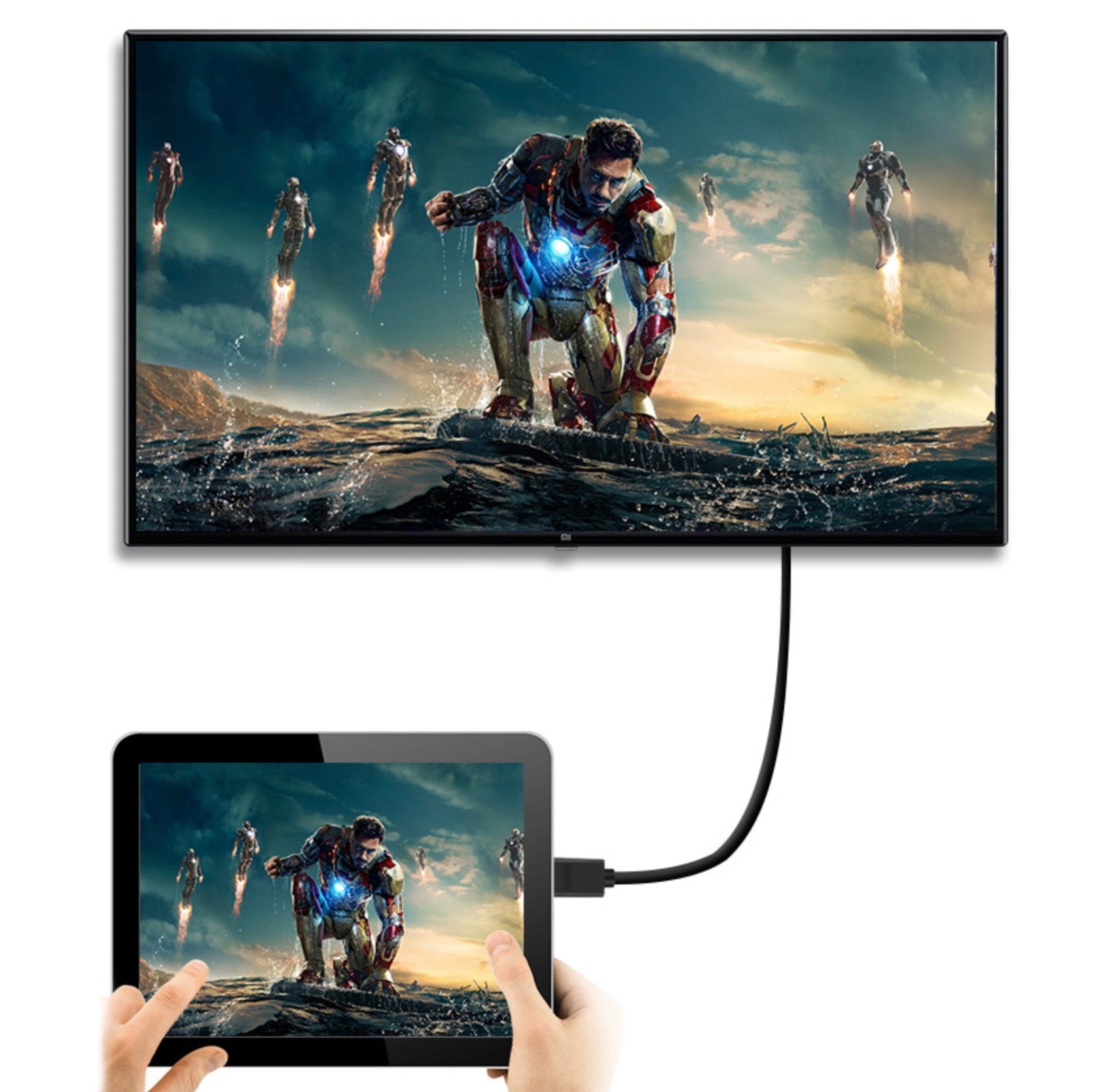 Mini HDMI adapter displaying 4K Ultra HD content on an external monitor
