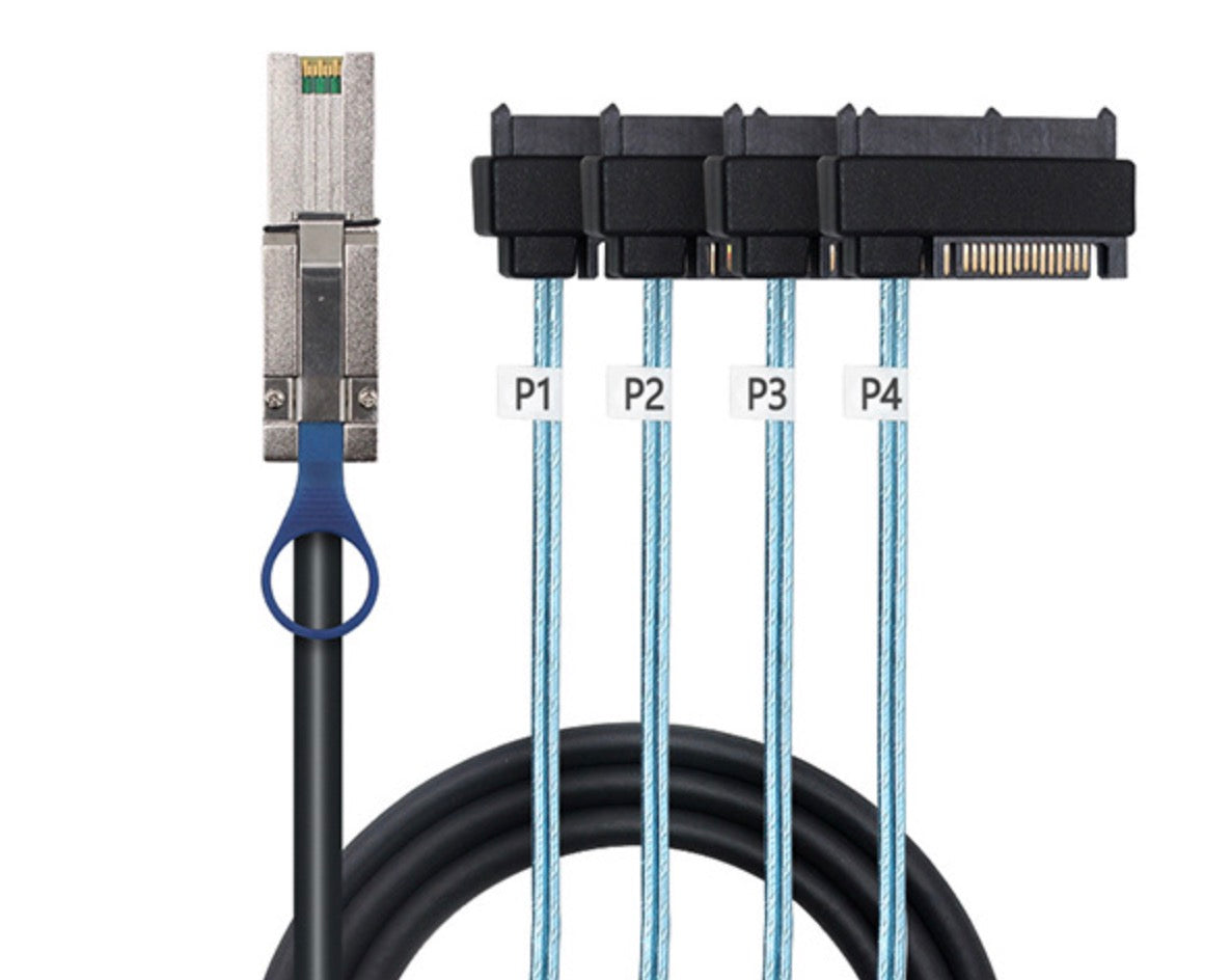 Overview of Mini SAS SFF-8088 to four SAS breakout cable
