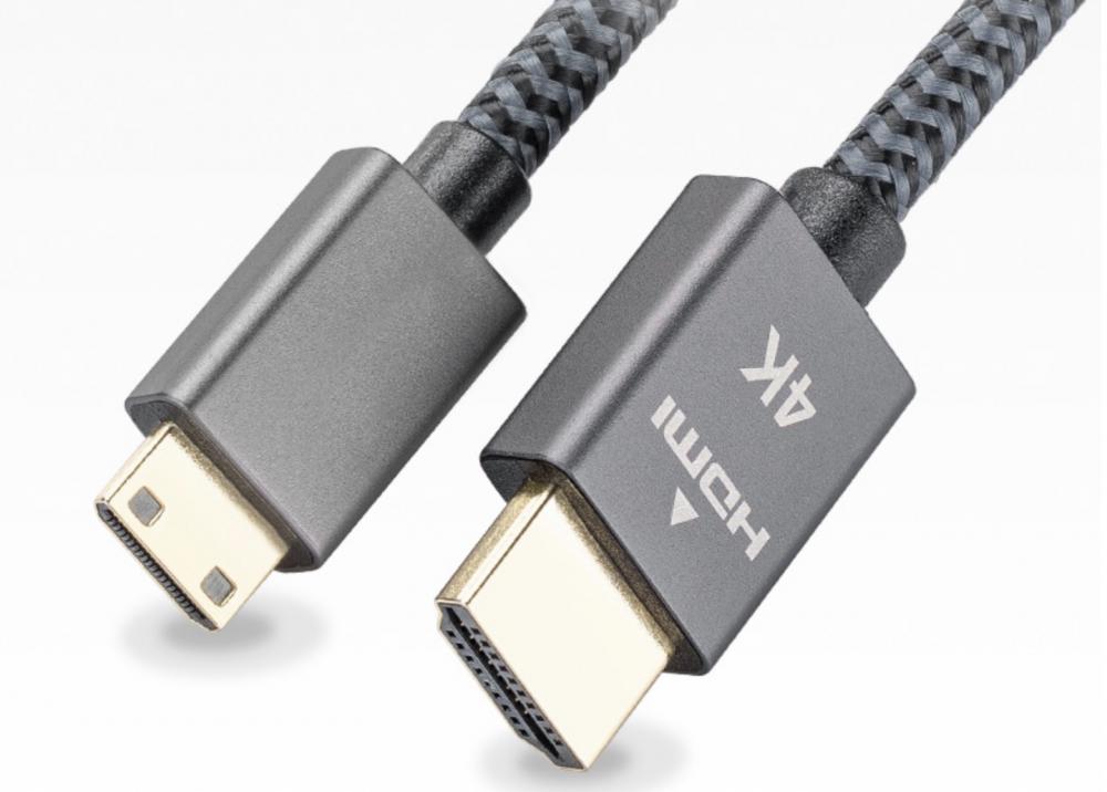Mini HDMI to Standard HDMI Braided 4K Video Cable 1.2m