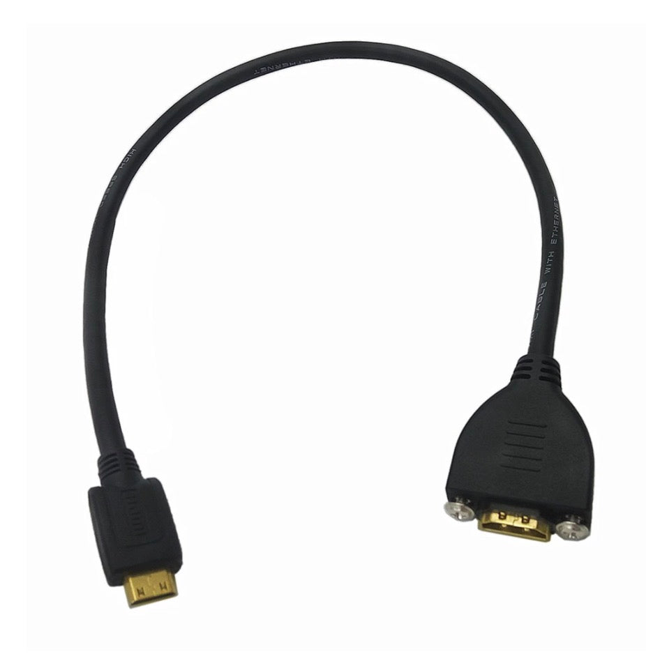 Mini HDMI Male to HDMI Female Panel Mount Extension Cable 0.5m