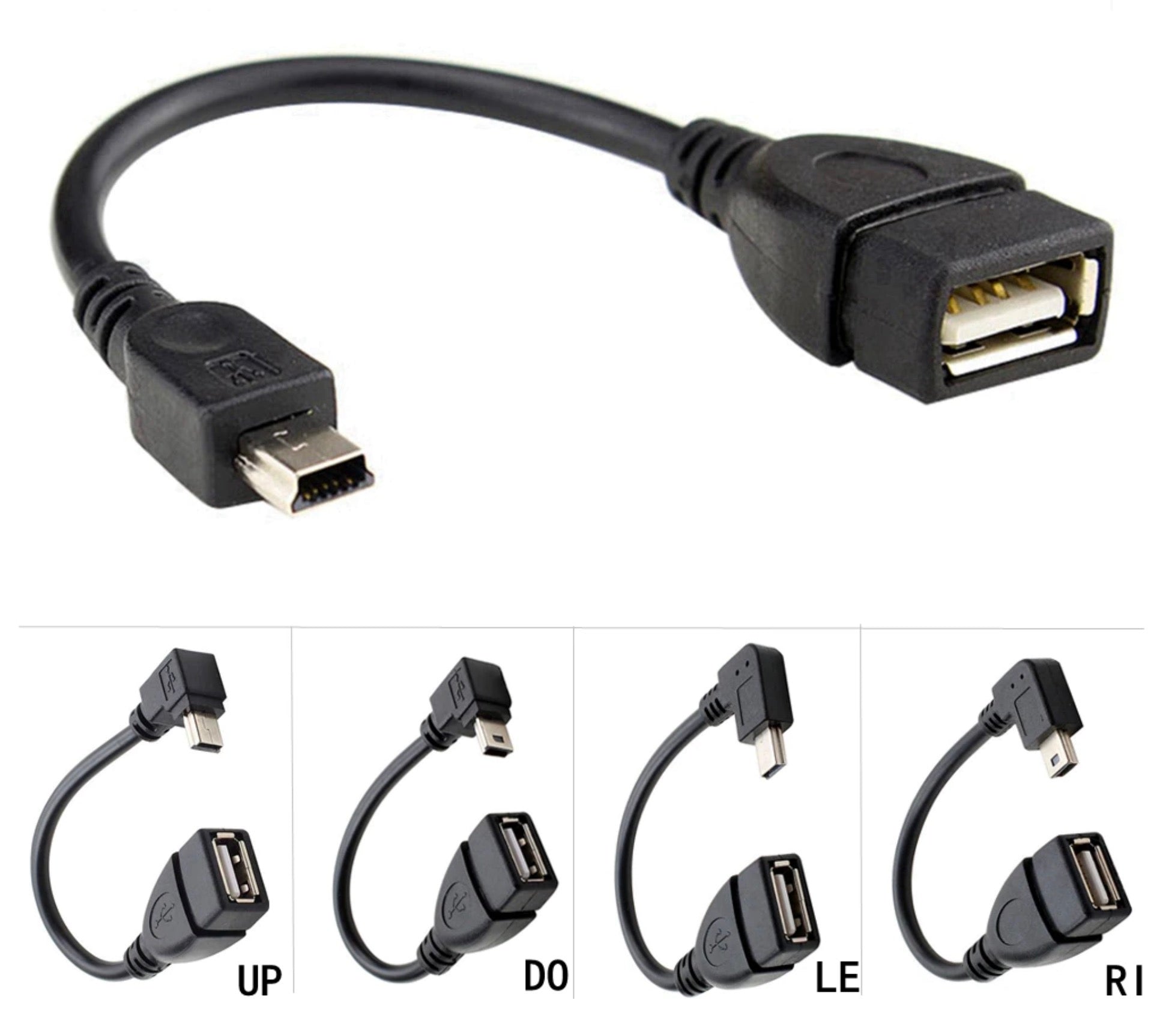 USB-A 2.0 Female to USB-B Mini 5 Pin Male OTG Adapter Cable 0.15m