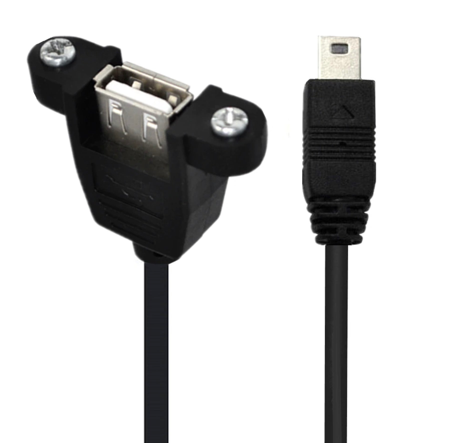 Mini 5Pin Male to USB 2.0 A Female Panel Mount Extension Cable 0.5m