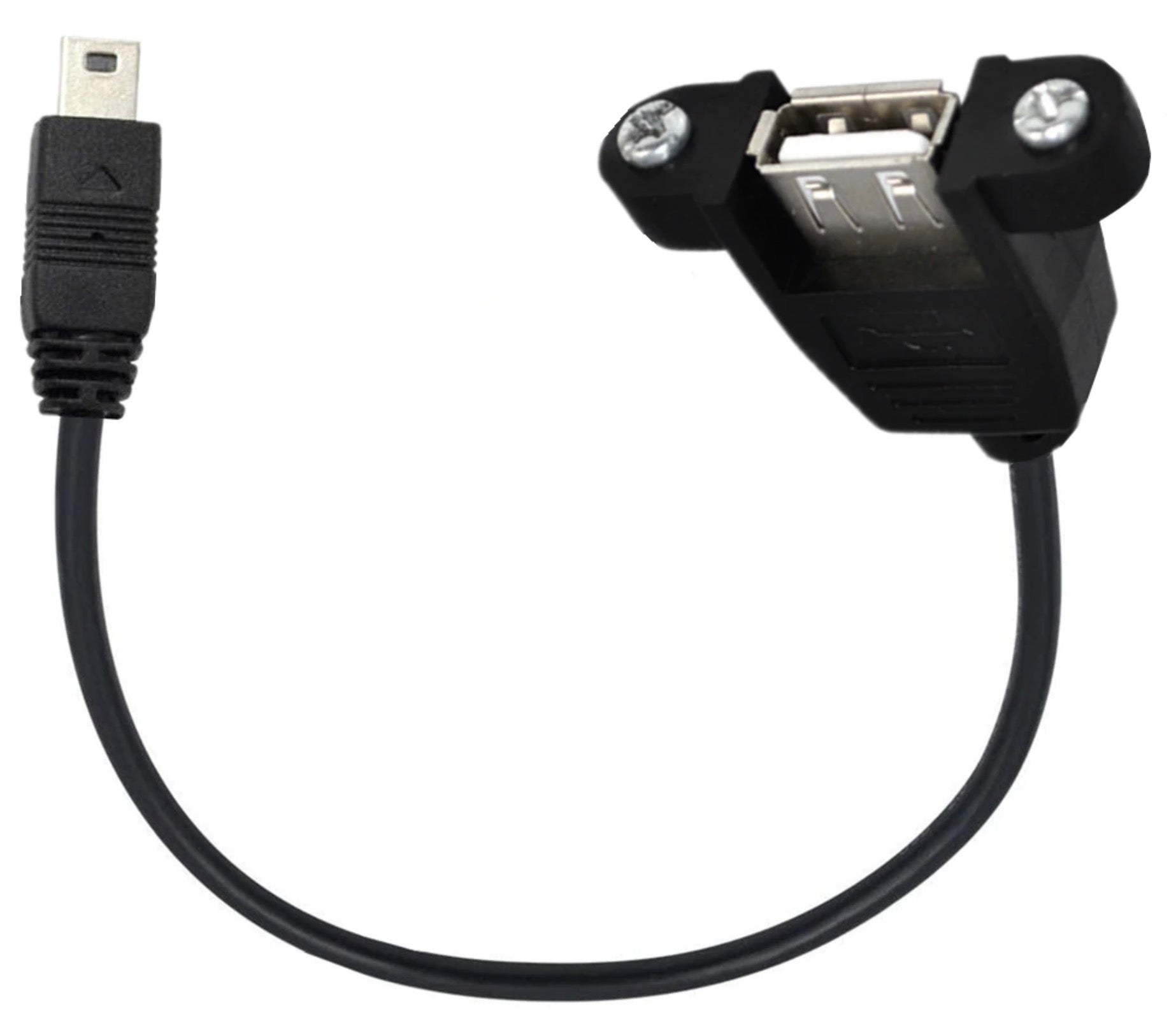 Mini 5Pin Male to USB 2.0 A Female Panel Mount Extension Cable 0.5m