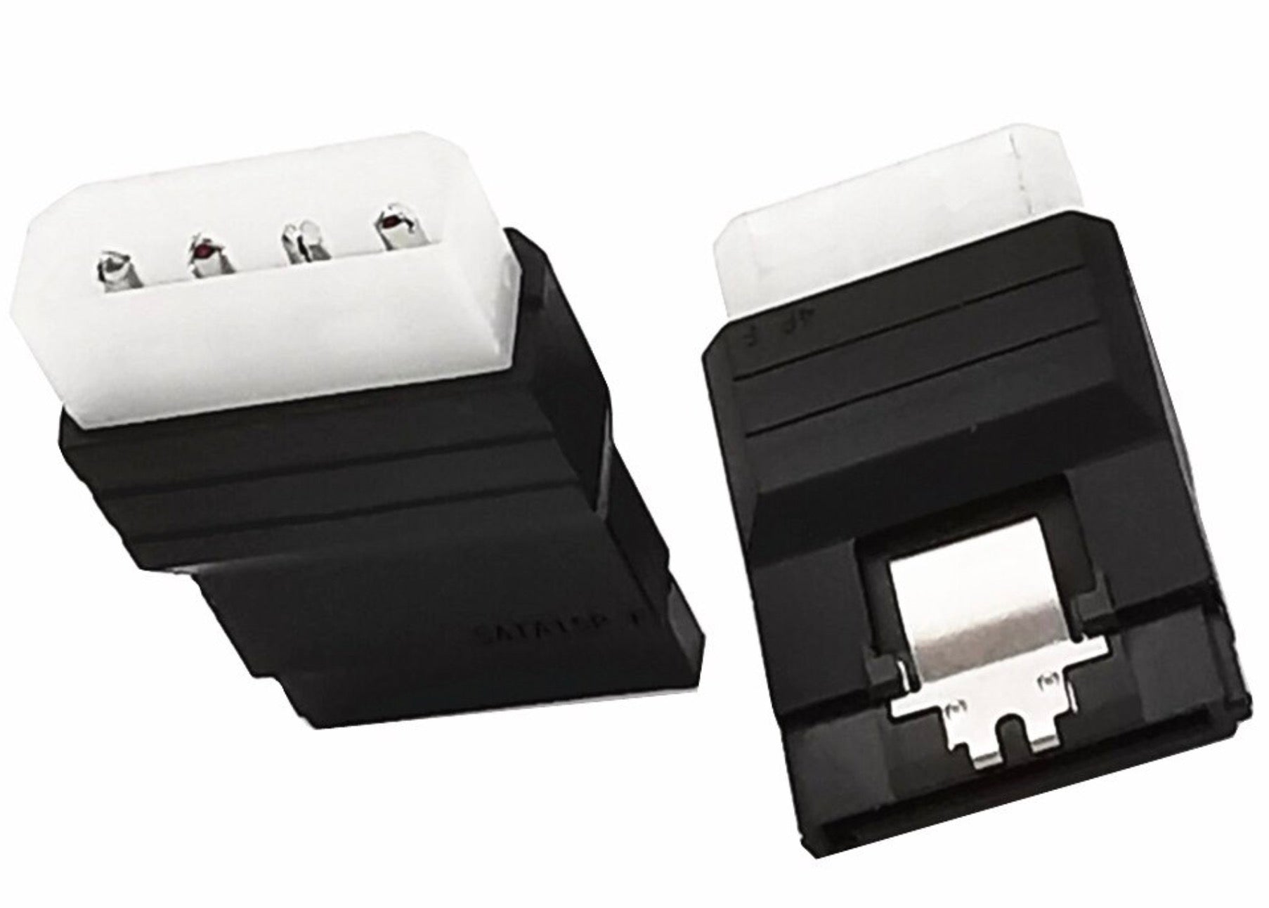 Close-up of Molex male and SATA female power connectors