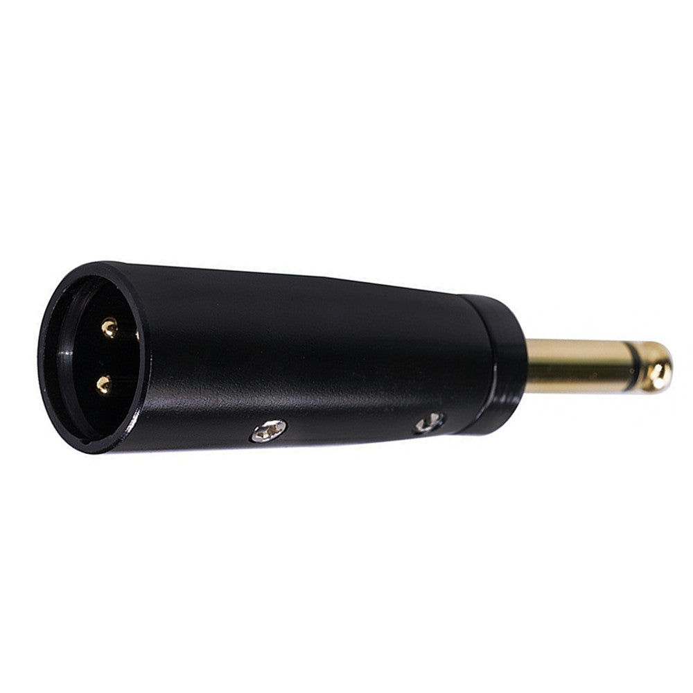 Front view of the 6.35mm TS mono male to XLR 3-pin male adapter