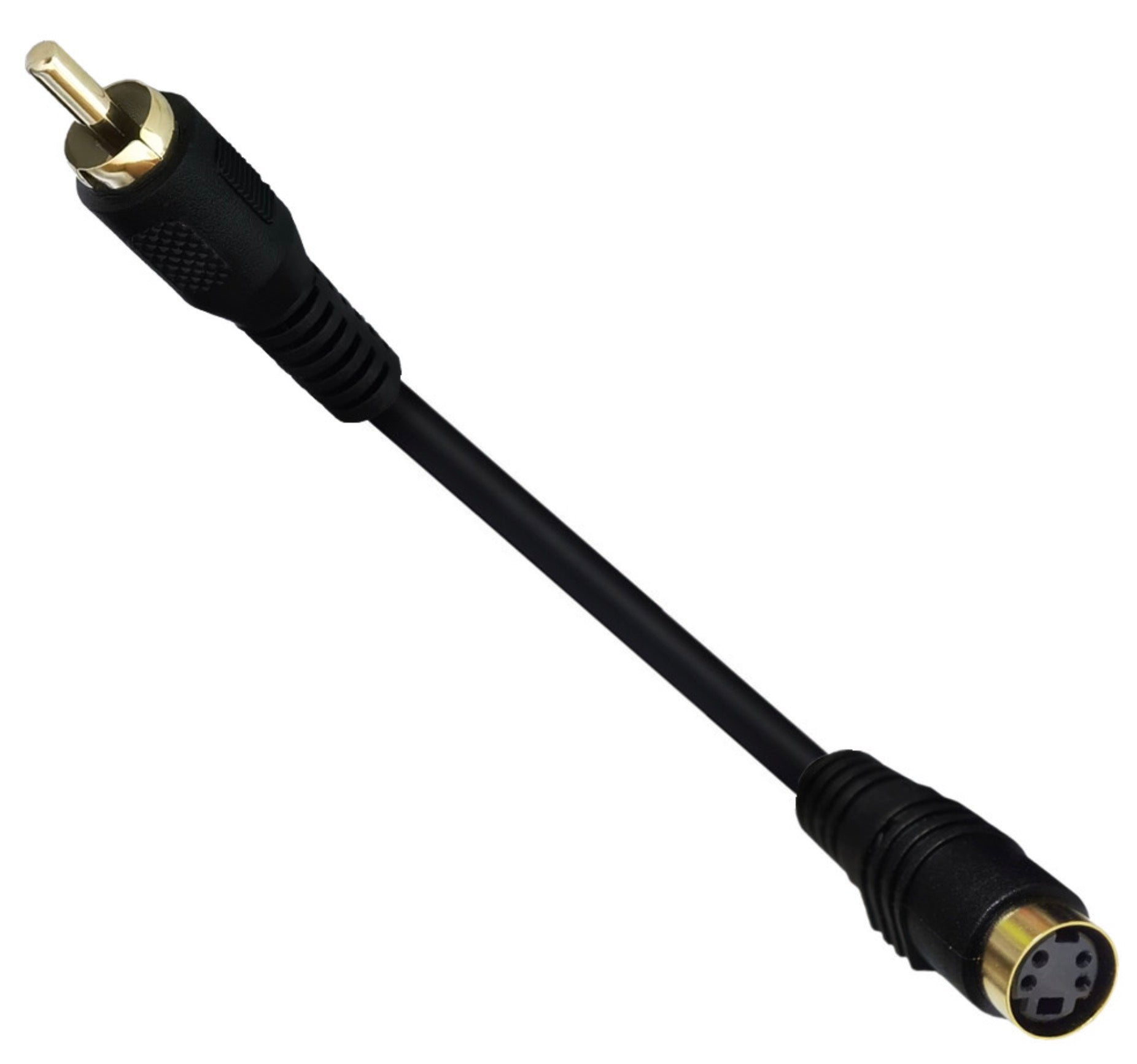 Detailed view of the gold-plated RCA male connector