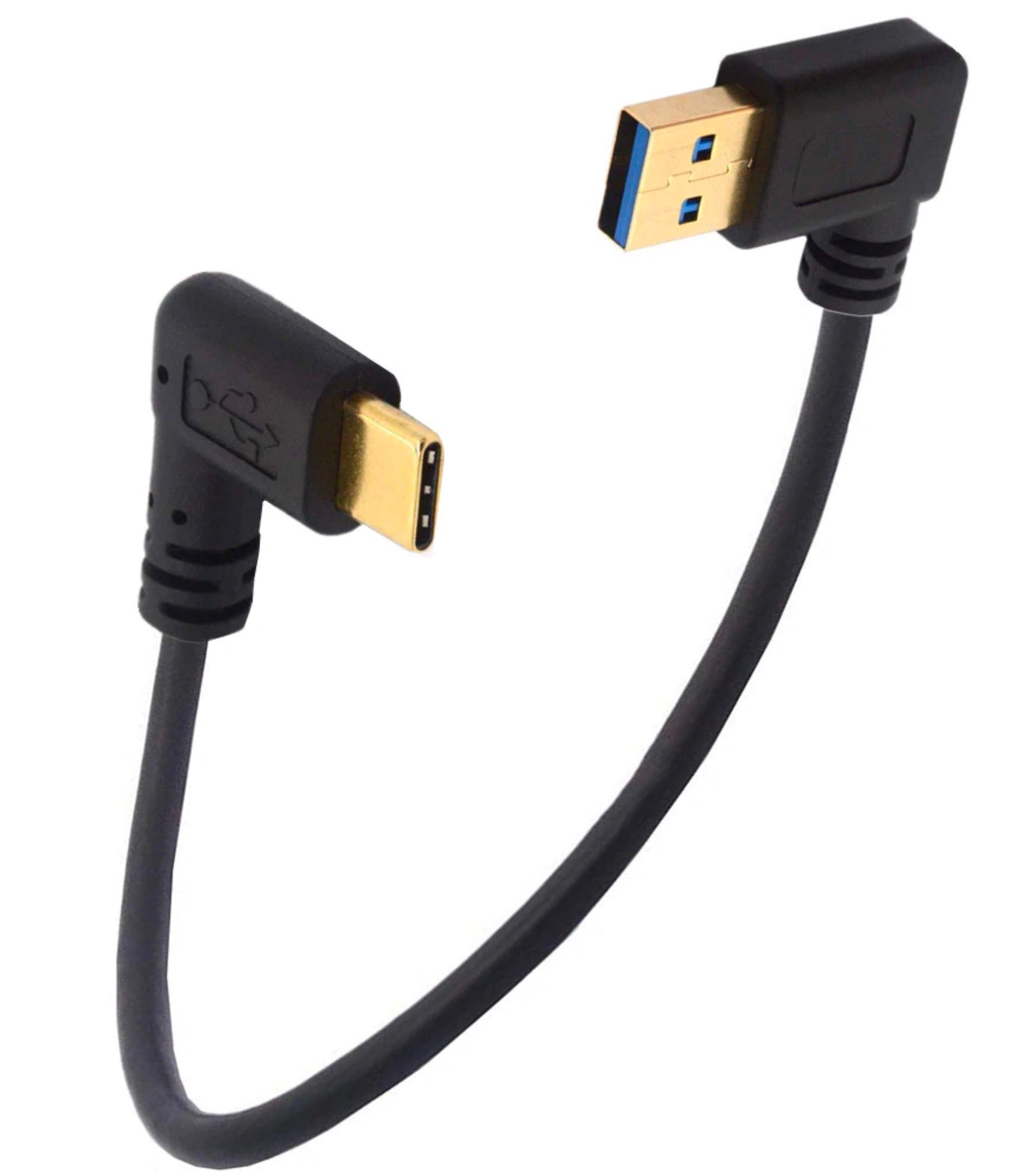 USB-A 3.0 Right Angle to USB-C Data Sync Charge Cable 0.25m