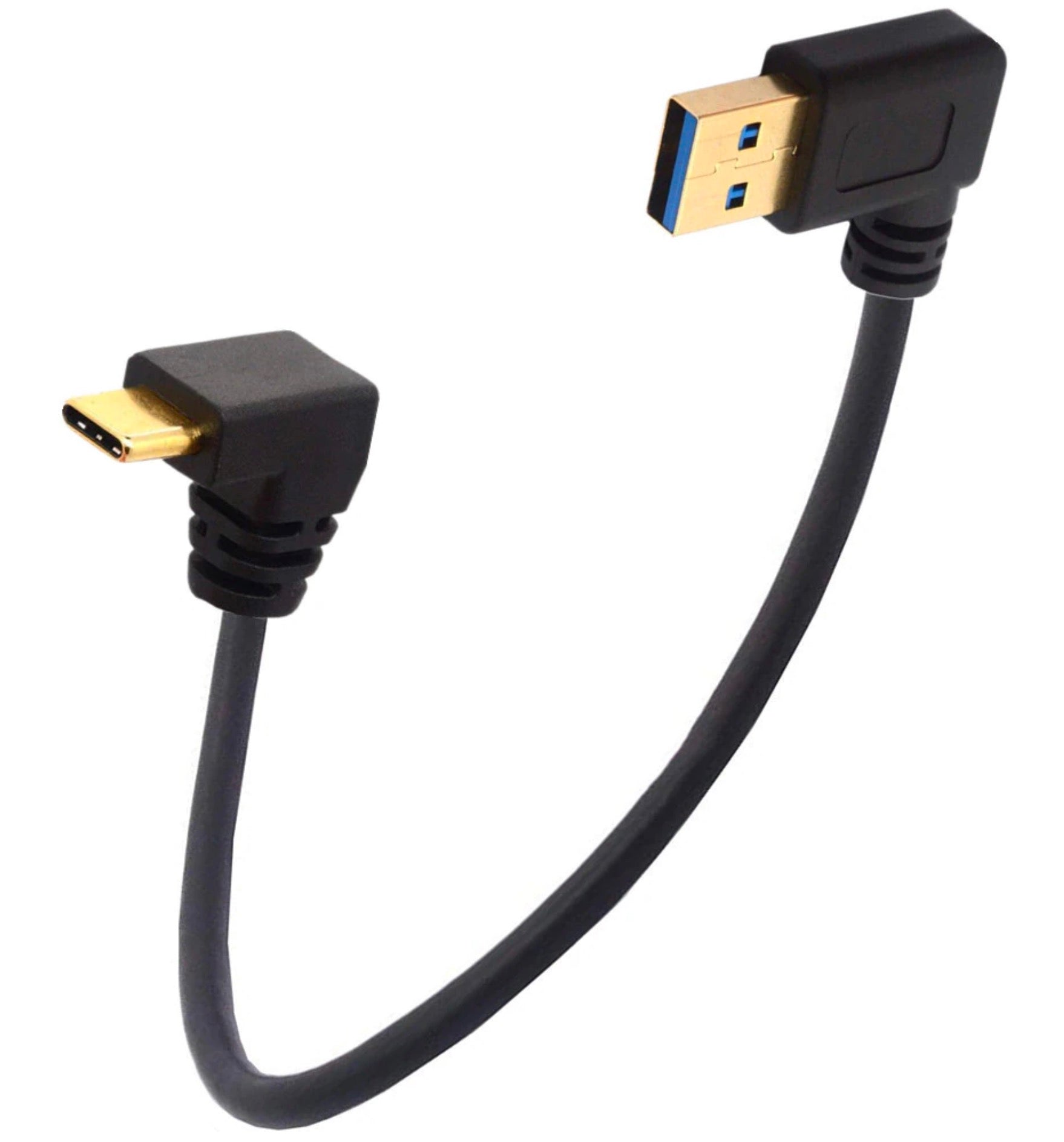 USB-A 3.0 Right Angle to USB-C Data Sync Charge Cable 0.25m