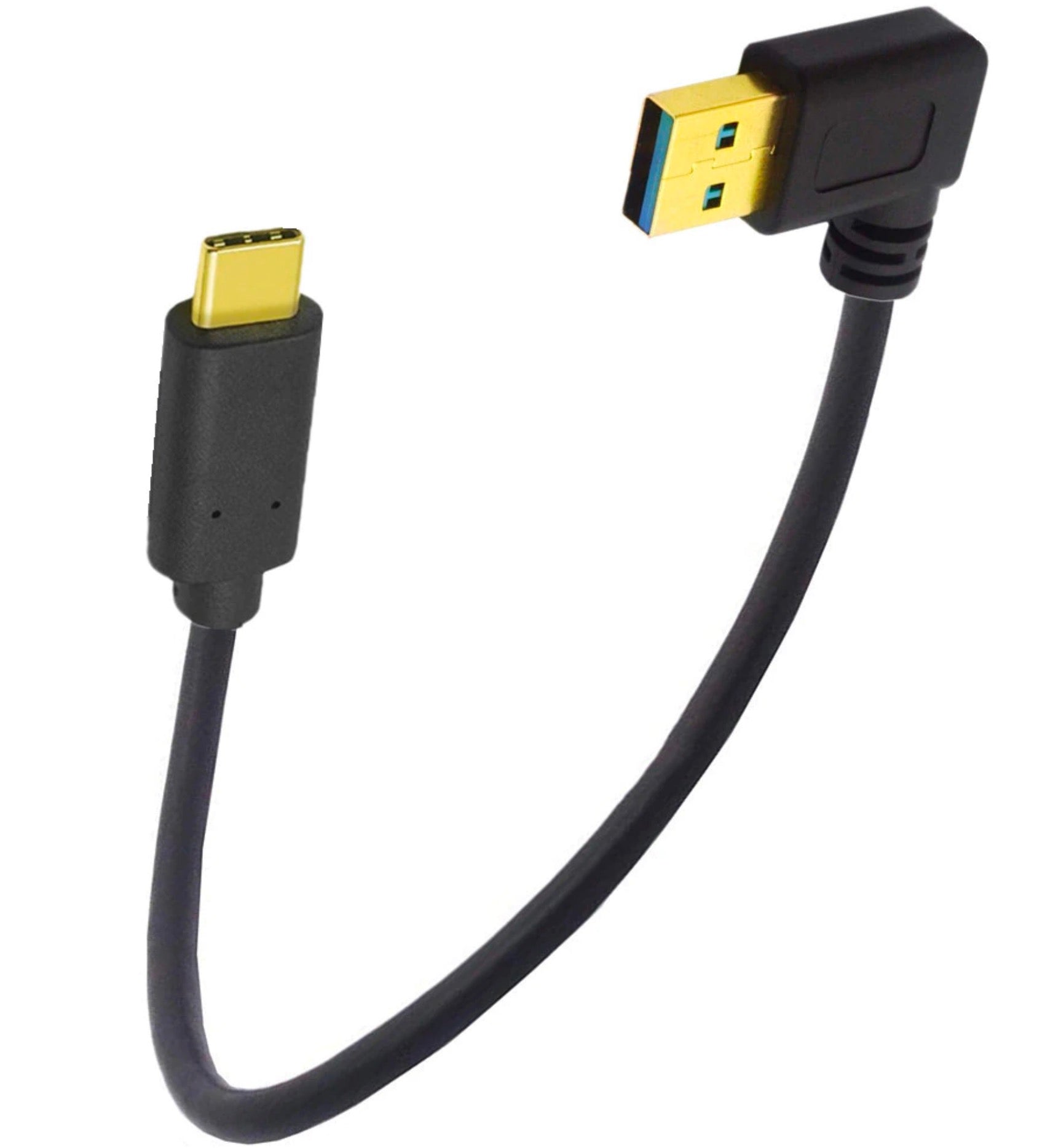 USB-A 3.0 Right Angle to USB-C Data Sync Charge Cable 0.25m
