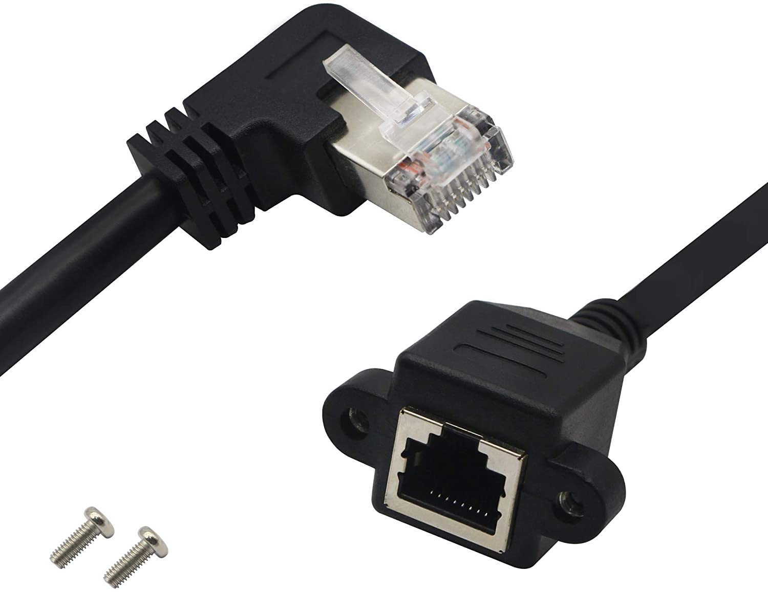 RJ45 Male to Female Panel Mount CAT6/5e/5 Shielded Network LAN Ethernet Extender 0.6m