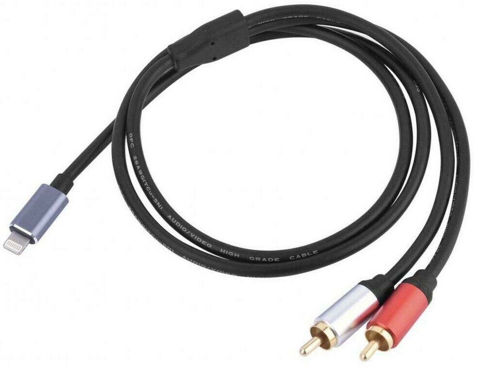 Dual RCA to 8 pin Stereo Audio Cable for iPhone / iPad - 3M