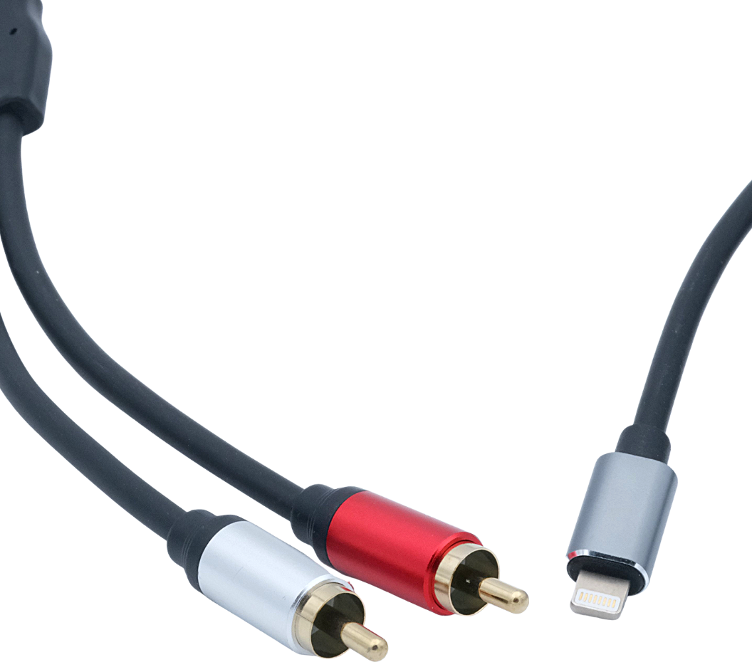 Dual RCA to 8 pin Stereo Audio Cable for iPhone / iPad - 3M