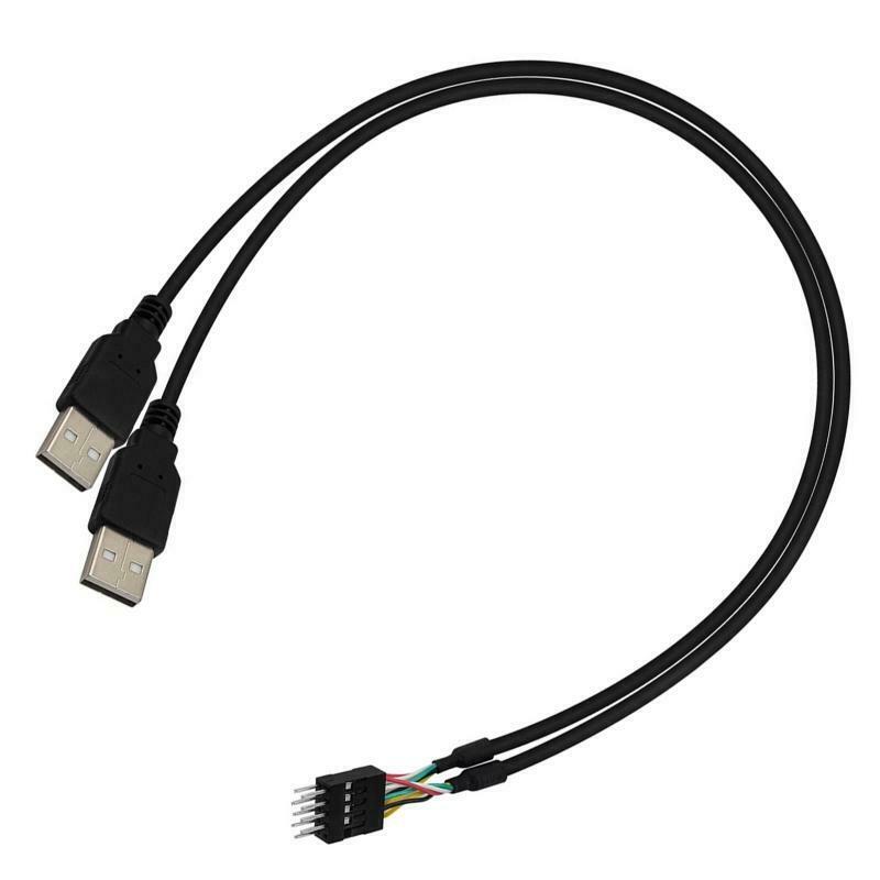 9 Pin IDC Header Male to Dual Type USB-A 2.0 Motherboard Cable 0.5m
