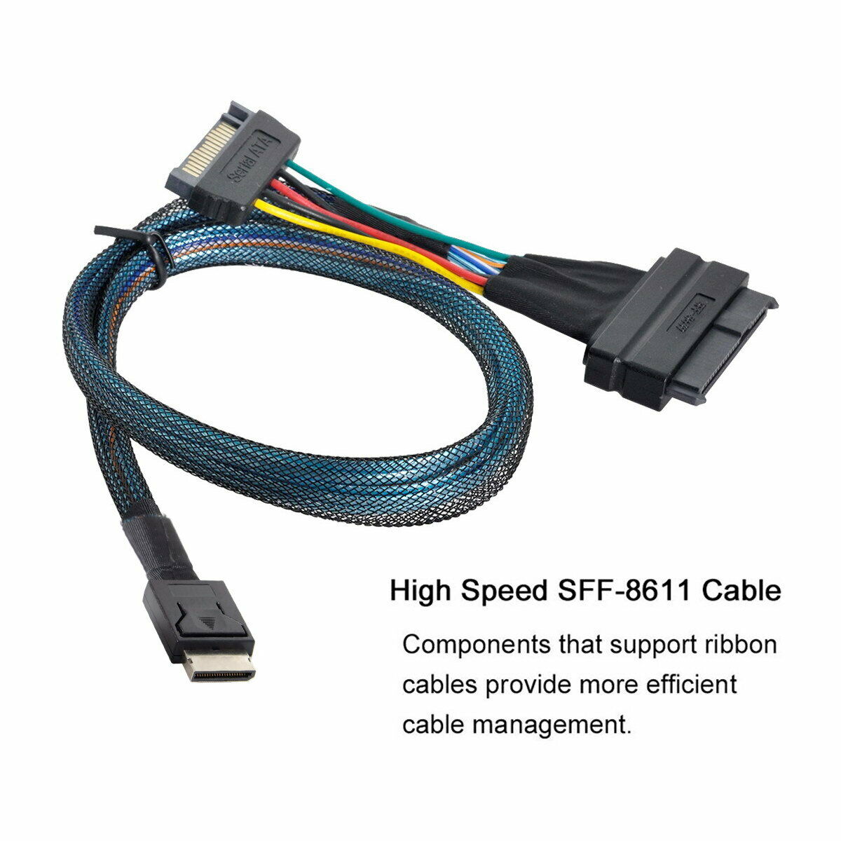 OCuLink (SFF-8611 4i) to U.2 U.3 (SFF-8639) NVME PCIe PCI-Express SSD Cable