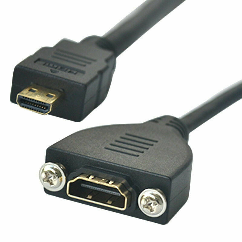 Micro HDMI Male to HDMI Female Panel Mount Extension Cable 4K 60Hz 0.5m