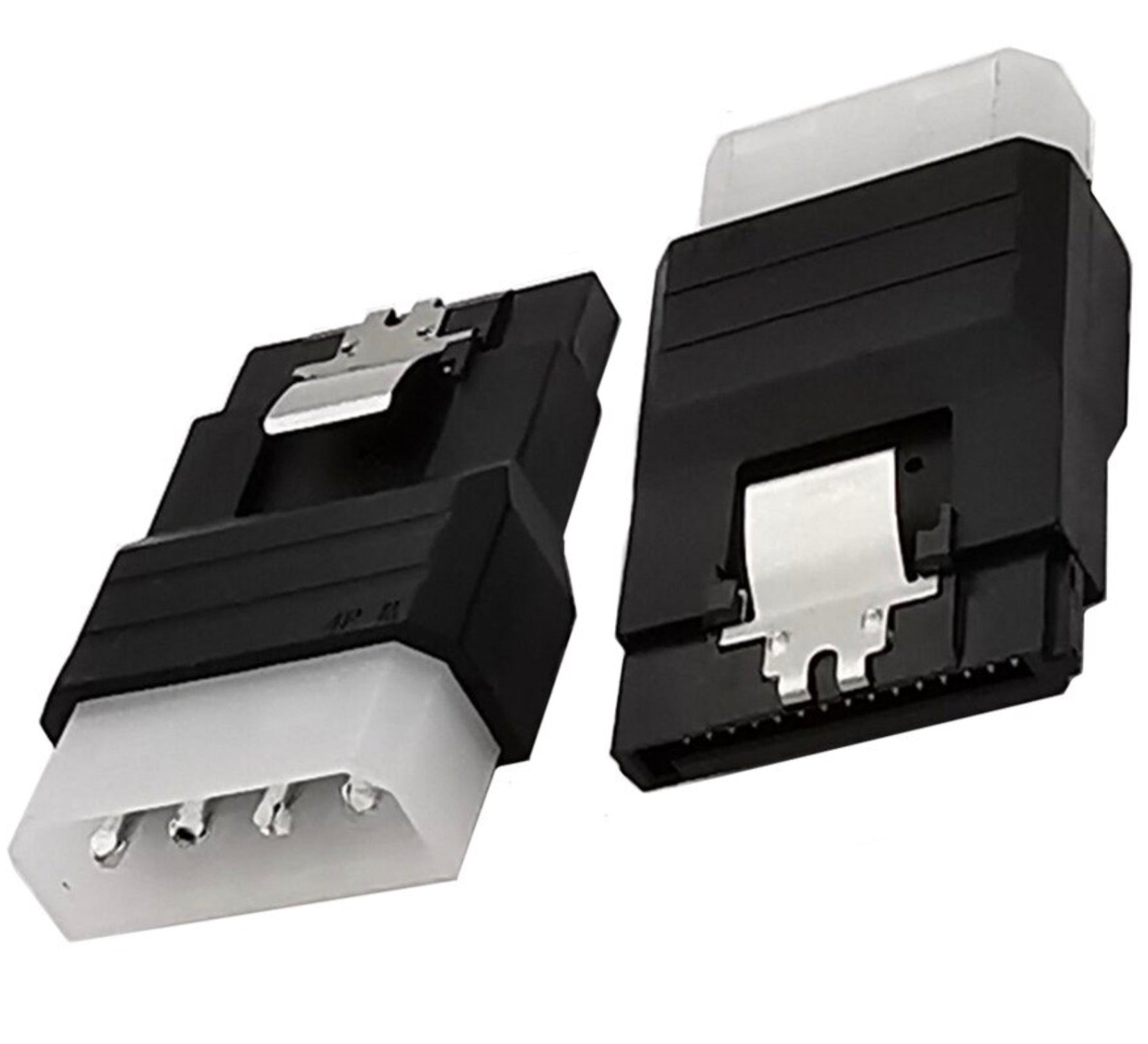 4-Pin Molex to SATA power adapter connected to a desktop computer power supply