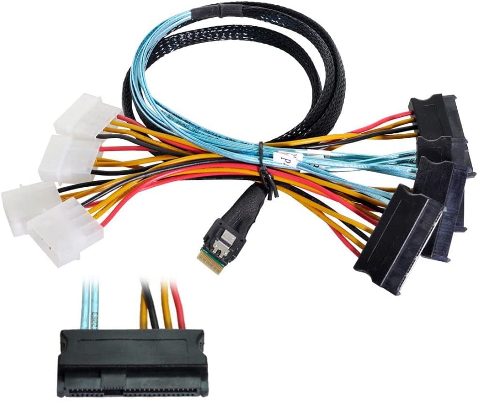 SFF-8654 SlimSAS host to four SFF-8482 SAS target cable