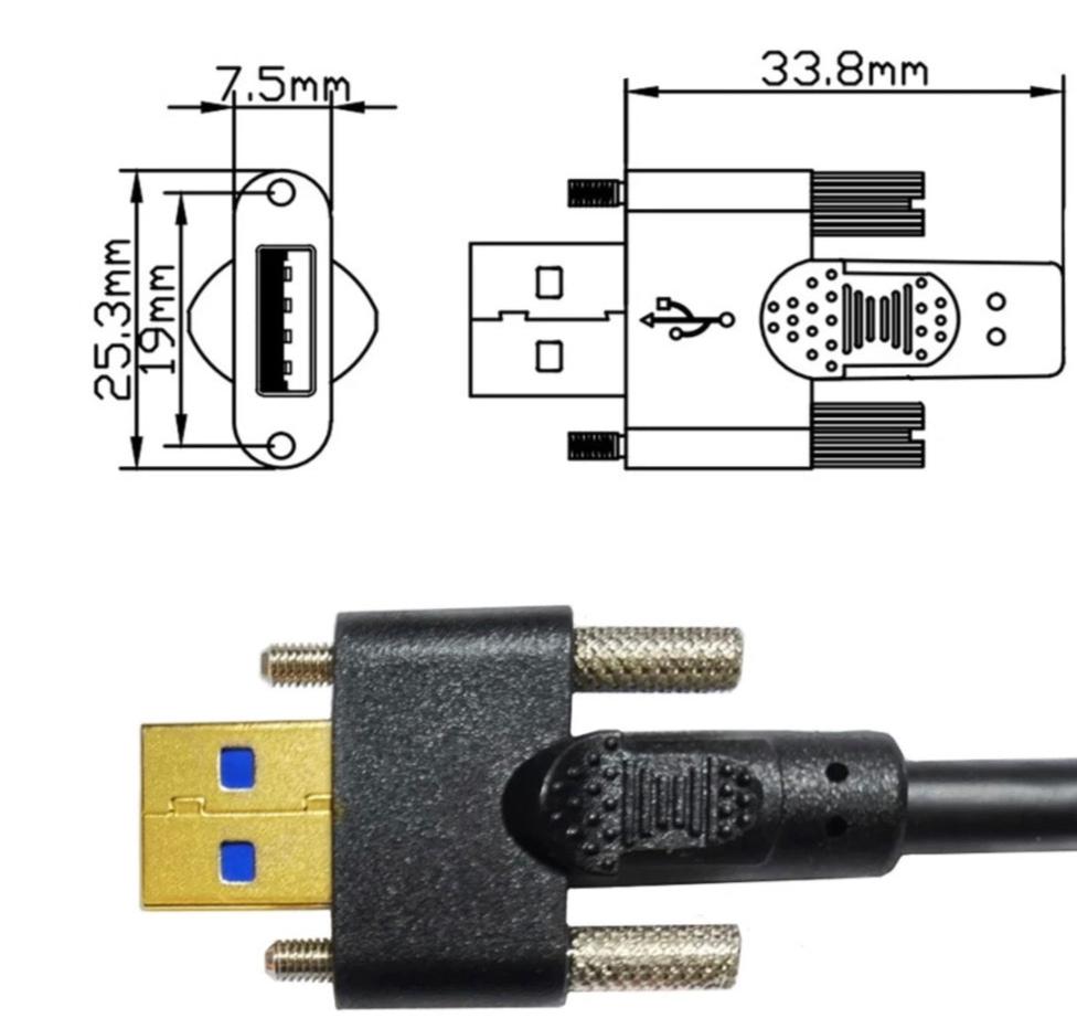 USB Micro B SuperSpeed cable with screw lock