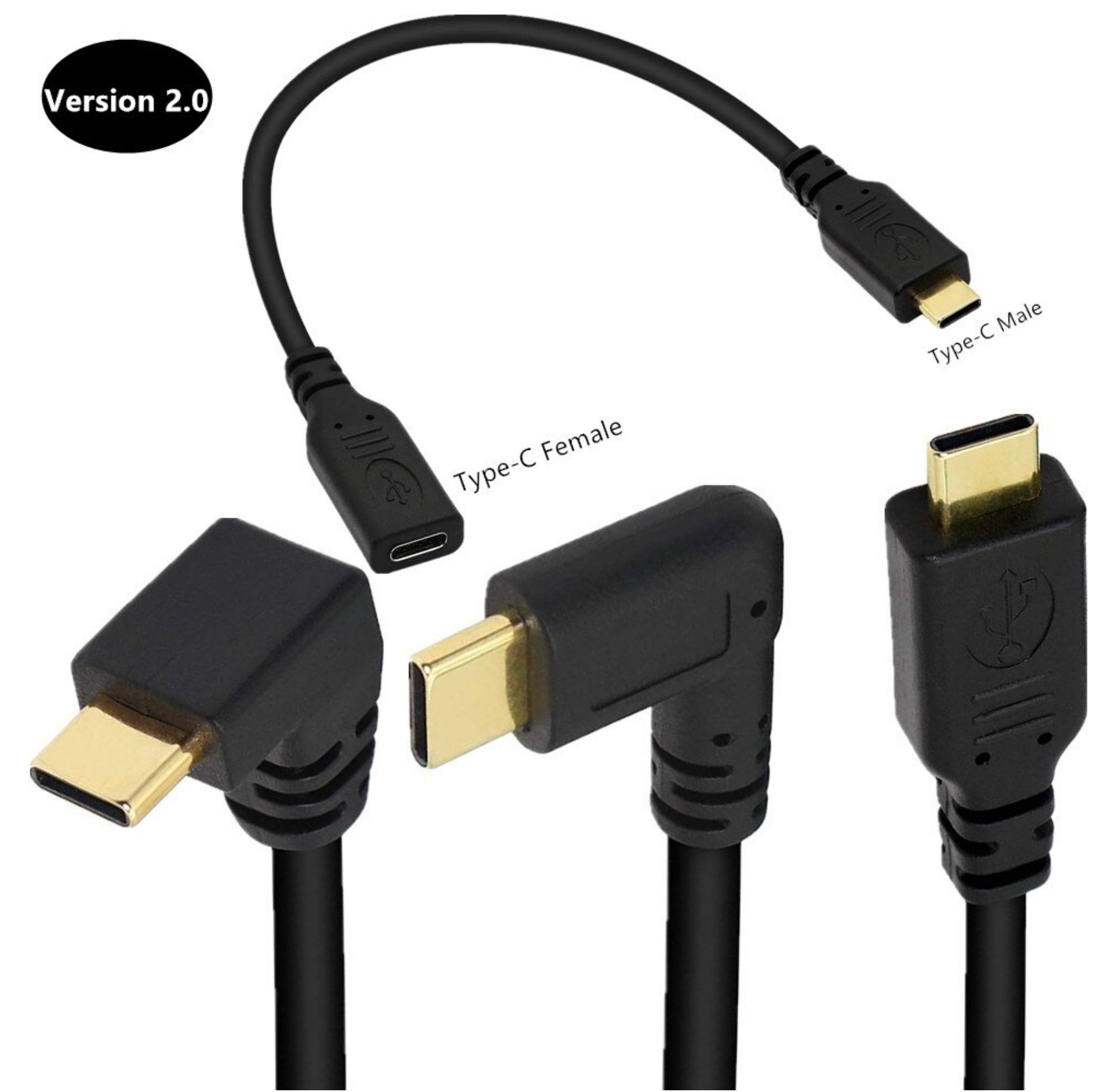 USB-C Male to Female Data Charge Extension Cable 0.25m