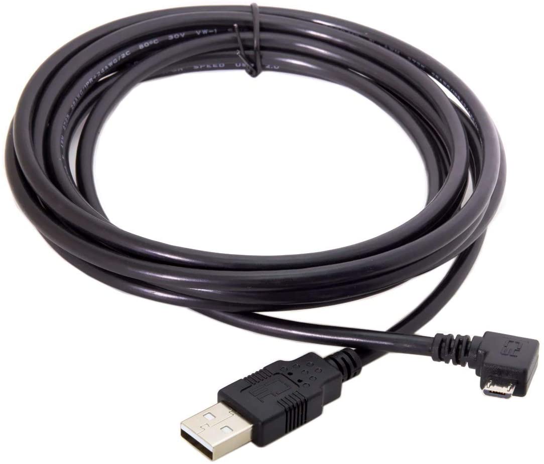 USB 2.0 Type-A male to Micro USB 5 Pin 3 metre charging and data cable with Right Angle and Left Angle connector options for Android devices, dash cameras, GPS units and power banks