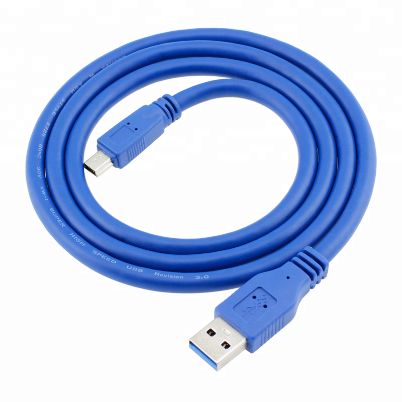 Coiled USB 3.0 Type-A to Mini USB 3.0 10 Pin B cable showing complete cable assembly