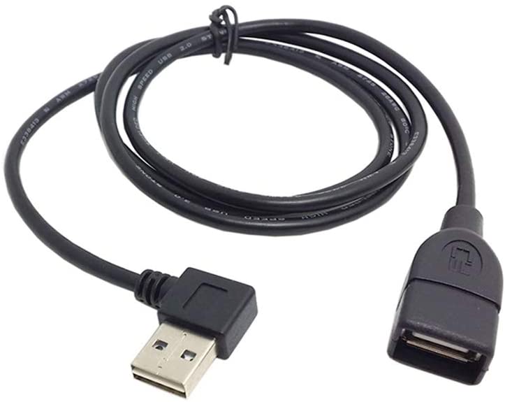 USB 2.0 A Male to Female Extension Cable (Reversible Left&Right Angled) 1m