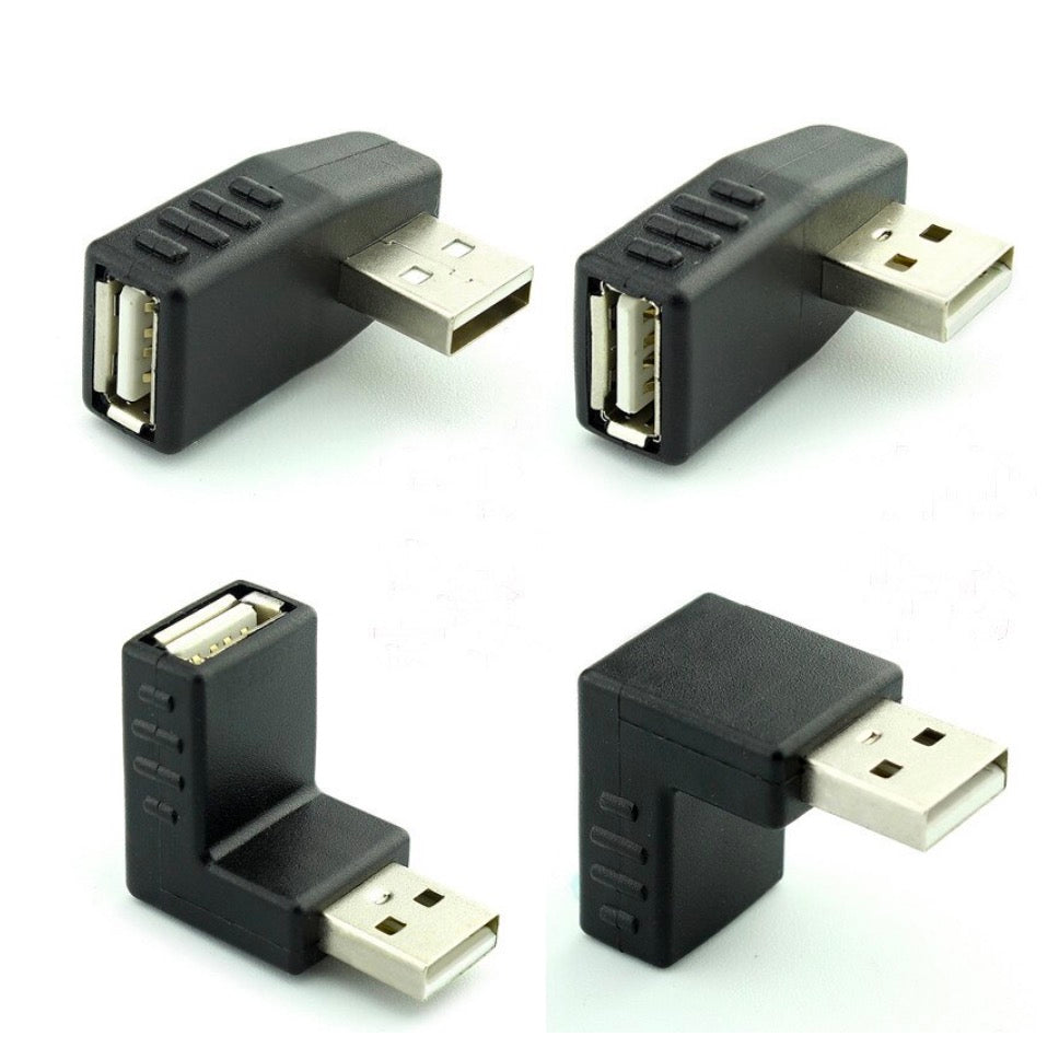 USB 2.0 A Male to Female 90° Angled Extension Adapter