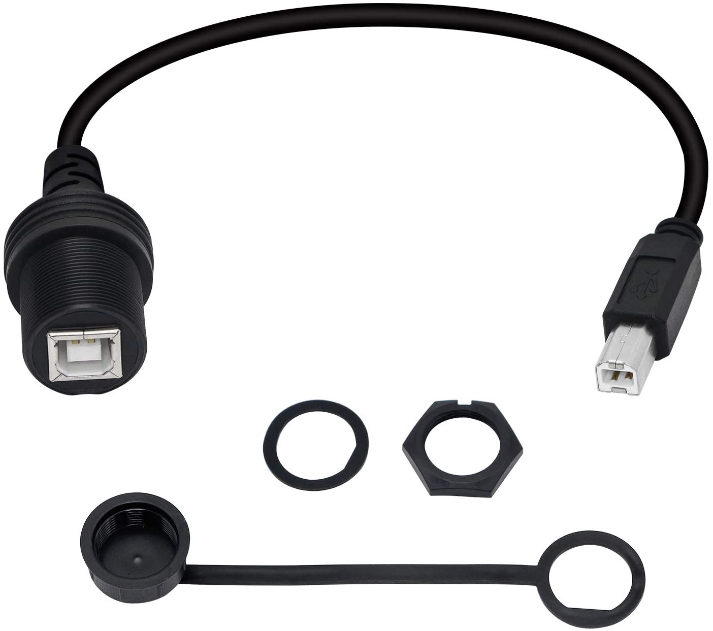 USB-B 2.0 Printer Scanner Male to Female Car Dash Flush Mount Extension Cable