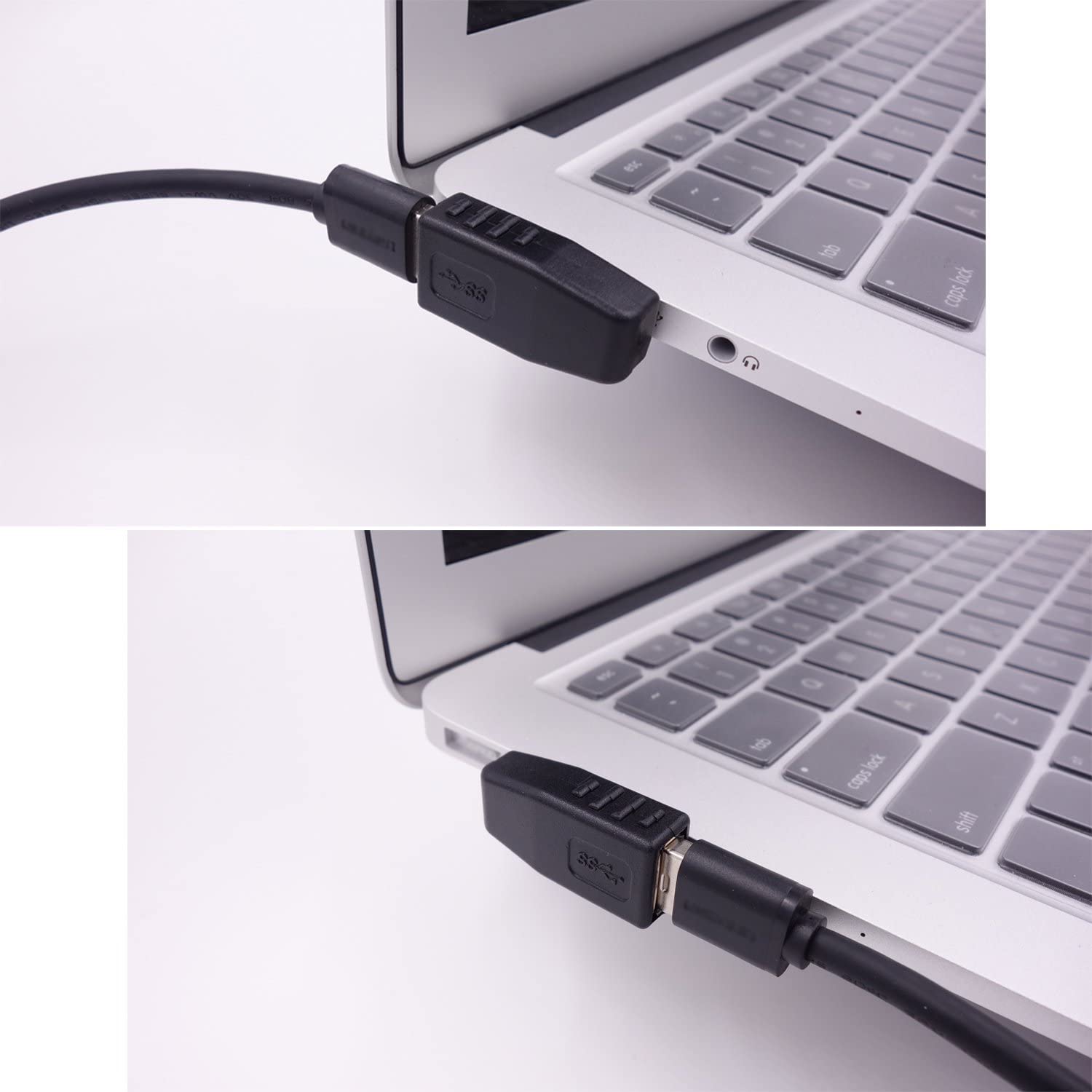 USB 3.0 Type A Angled Male to Female Data Adapter