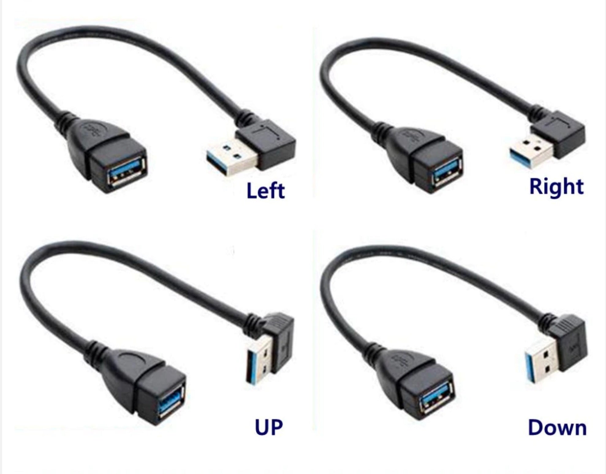 USB 3.0 Type A Male to Female 90 Degree Angled Extension Cable 15cm