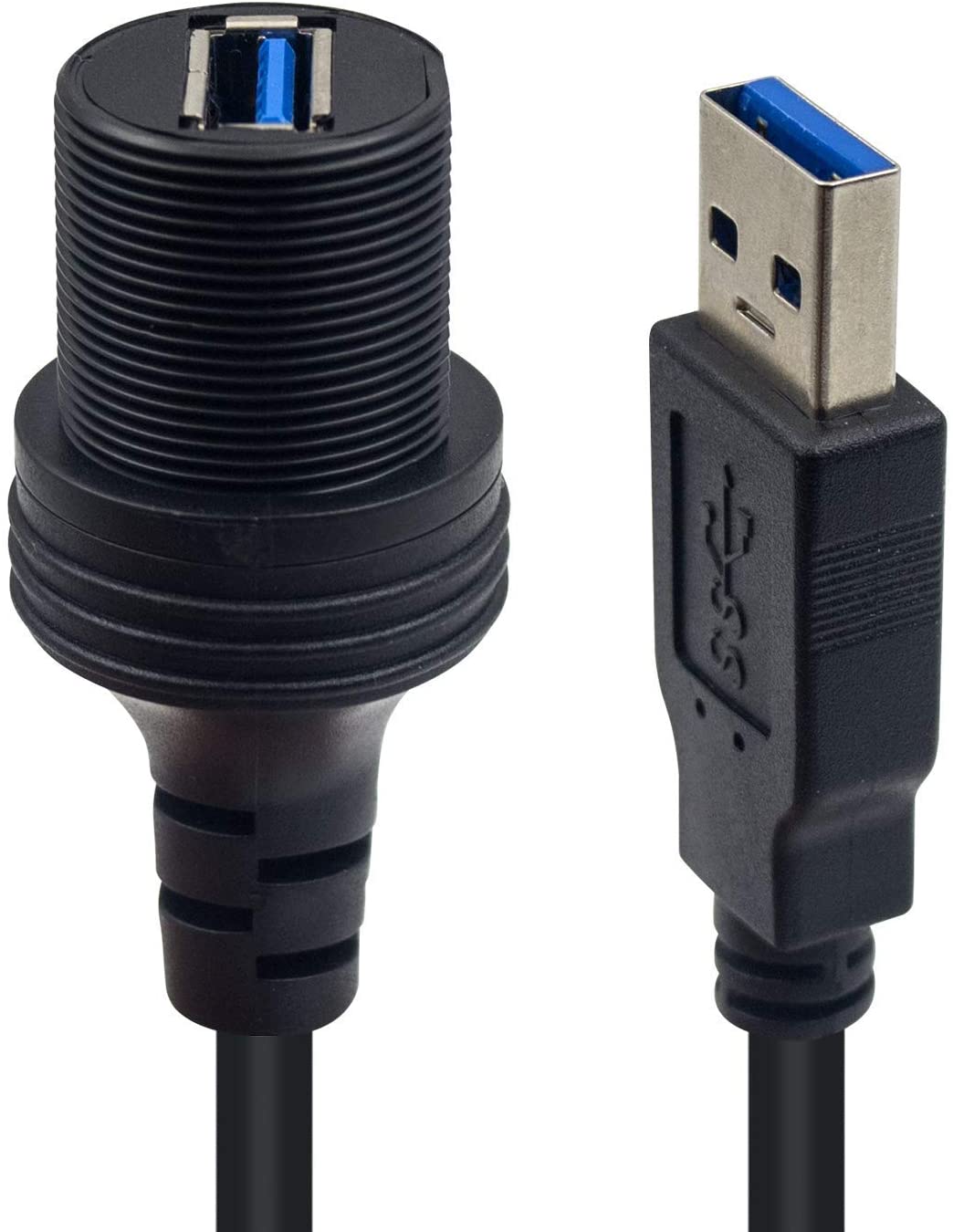 USB 3.0 Male to Female Panel Flush Mount Extension Cable 0.3m