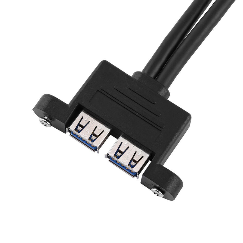 Dual USB 3.0 Type A Male to Female Extension Cable With Panel Mount