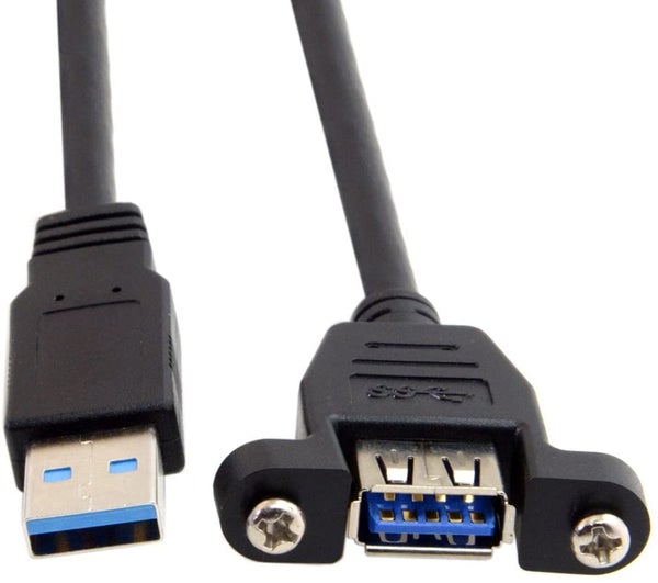 USB 3.0 Type A Male to Female Panel Mount Extension Cable 0.3m