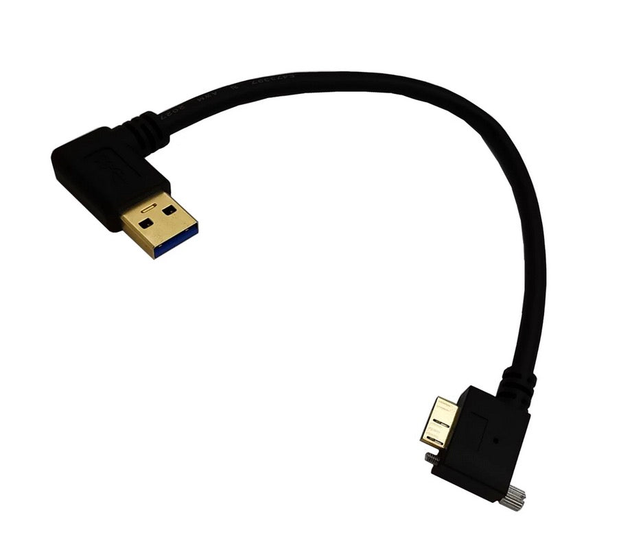 USB-A 3.0  Male to Micro B Male with Locking Screw Charging & Data Cable 0.25m