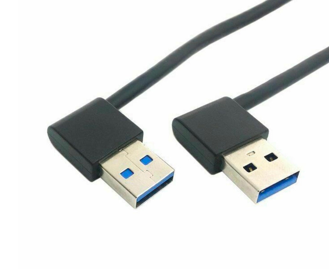 USB-A 3.0 Male Right Angle to Left Angle Data Extension Cable 0.5m