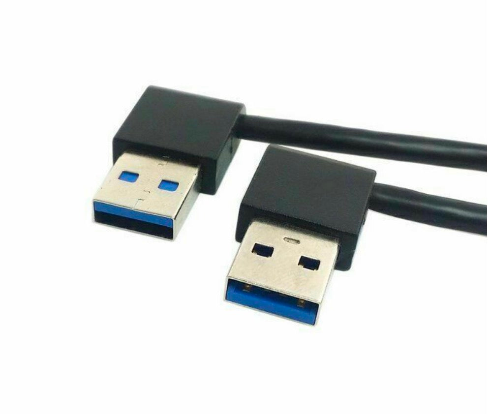 USB-A 3.0 Male Right Angle to Left Angle Data Extension Cable 0.5m