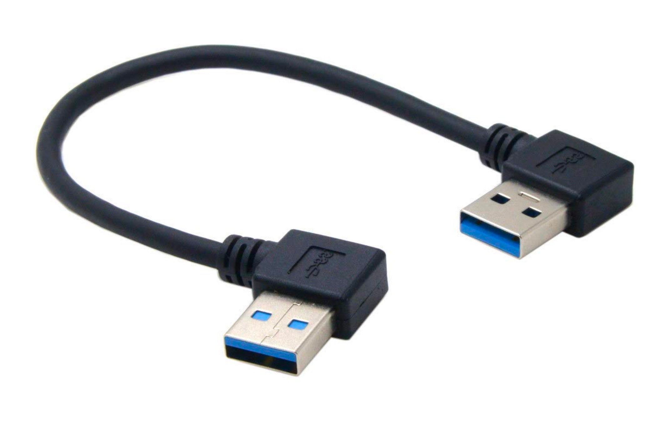 USB-A 3.0 Male Right Angle to Left Angle Data Extension Cable 0.5m