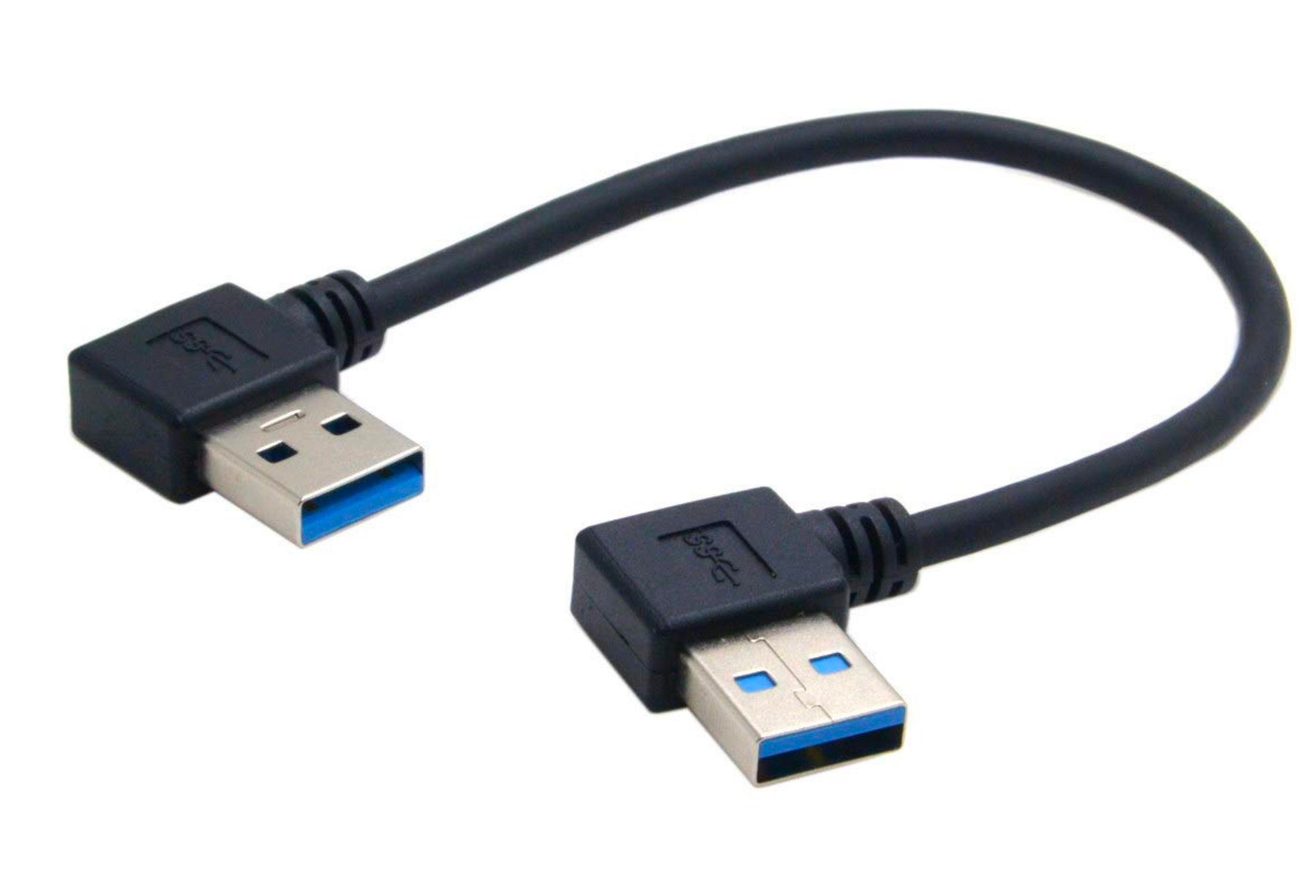 USB-A 3.0 Male Right Angle to Left Angle Data Extension Cable 0.5m